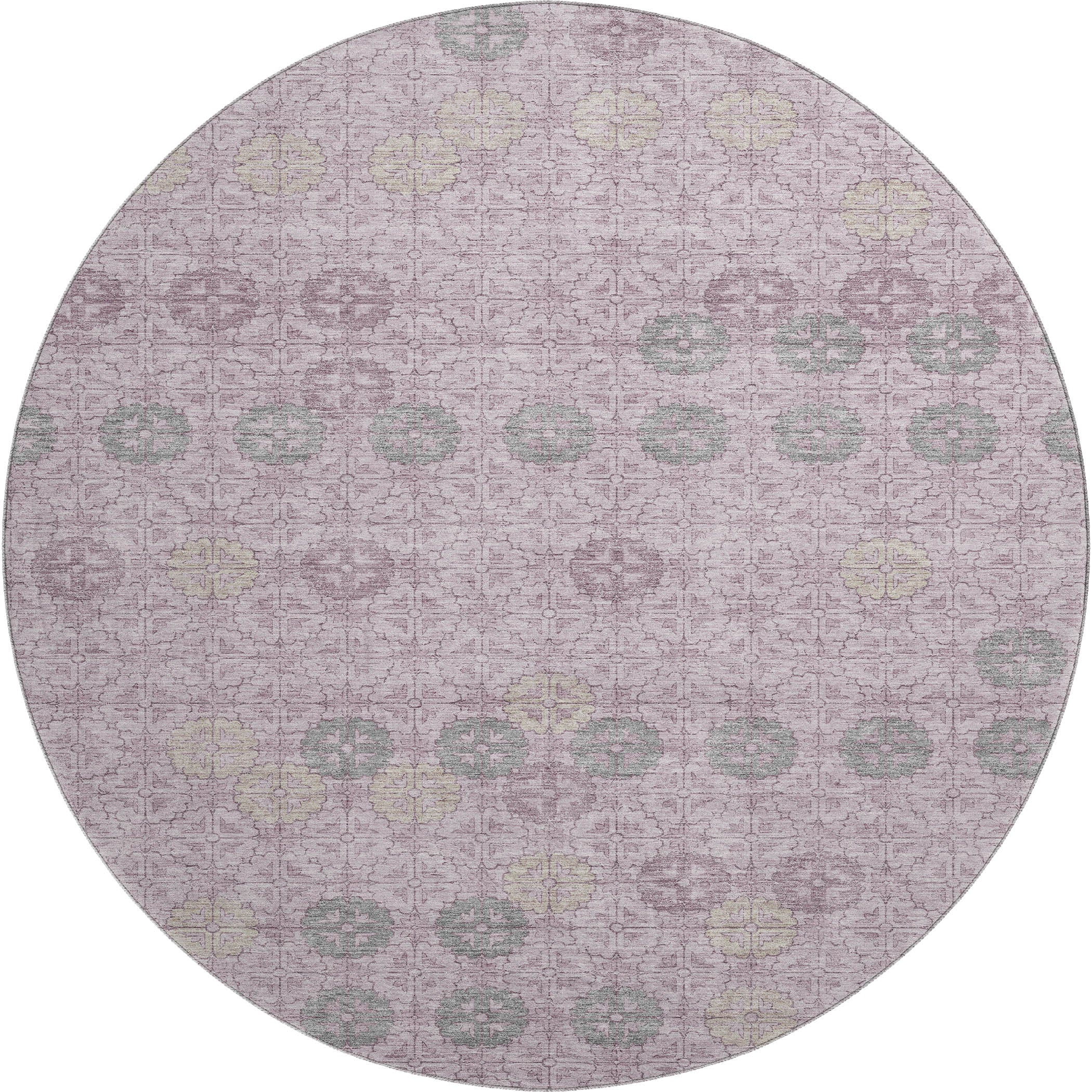 Lucerne Machine Washable Transitional Plum Purple Rug 8' x 8' #shape_Round
