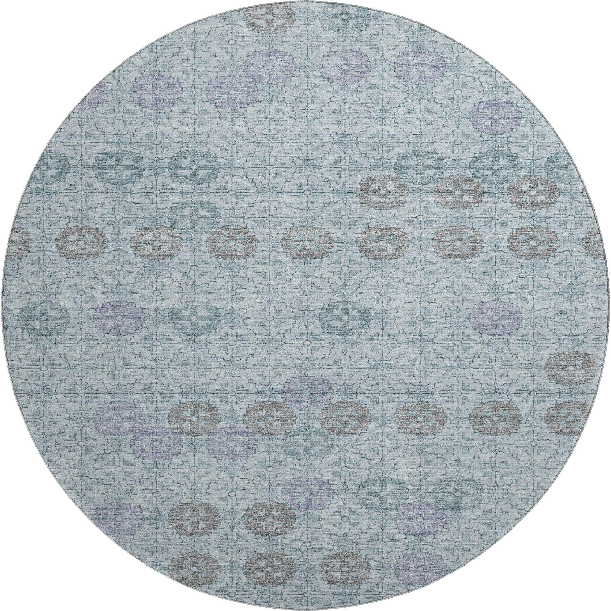 Lucerne Machine Washable Transitional Teal Rug 8' x 8' #shape_Round