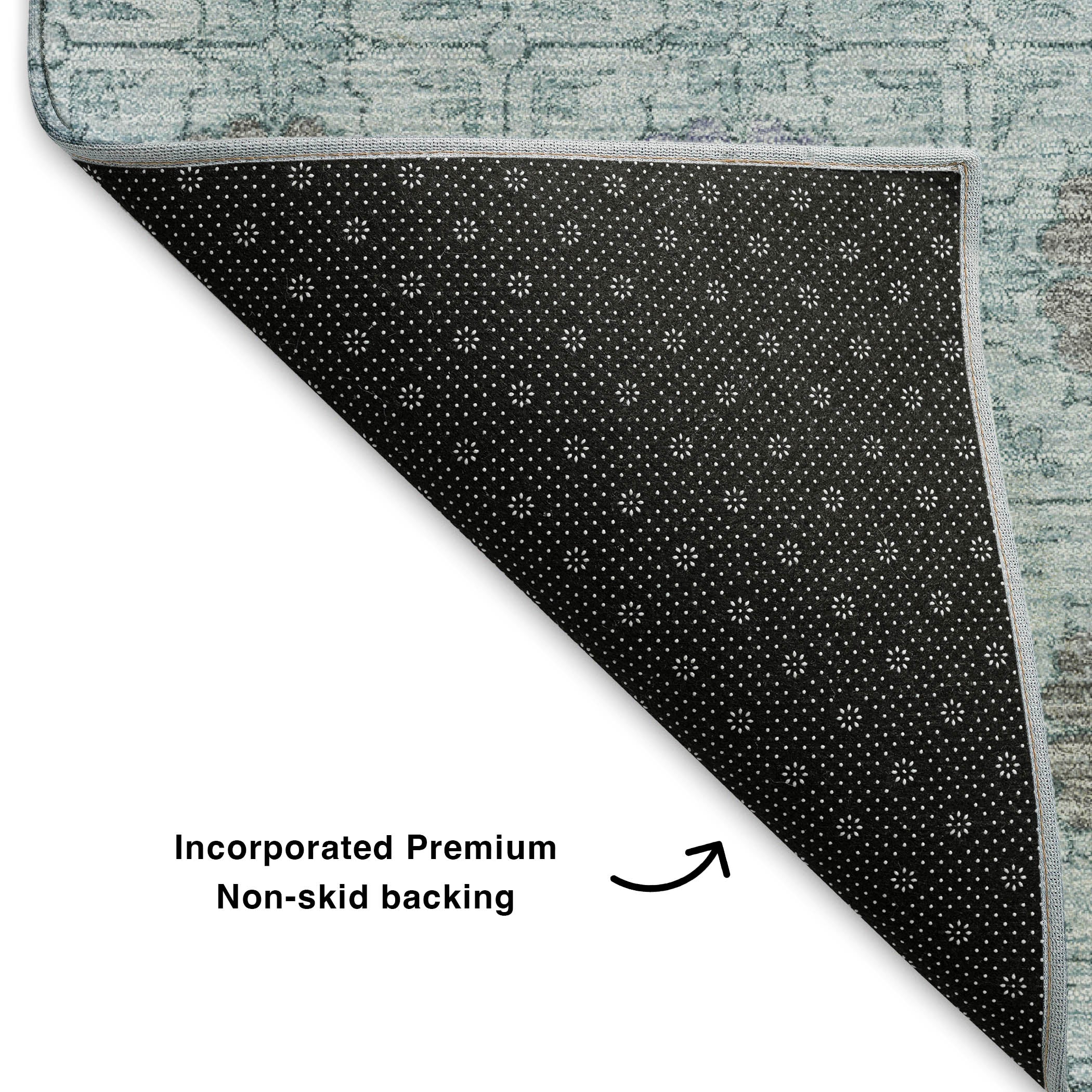 Lucerne Machine Washable Transitional Teal Rug 1'8" x 2'6" #shape_Rectangle