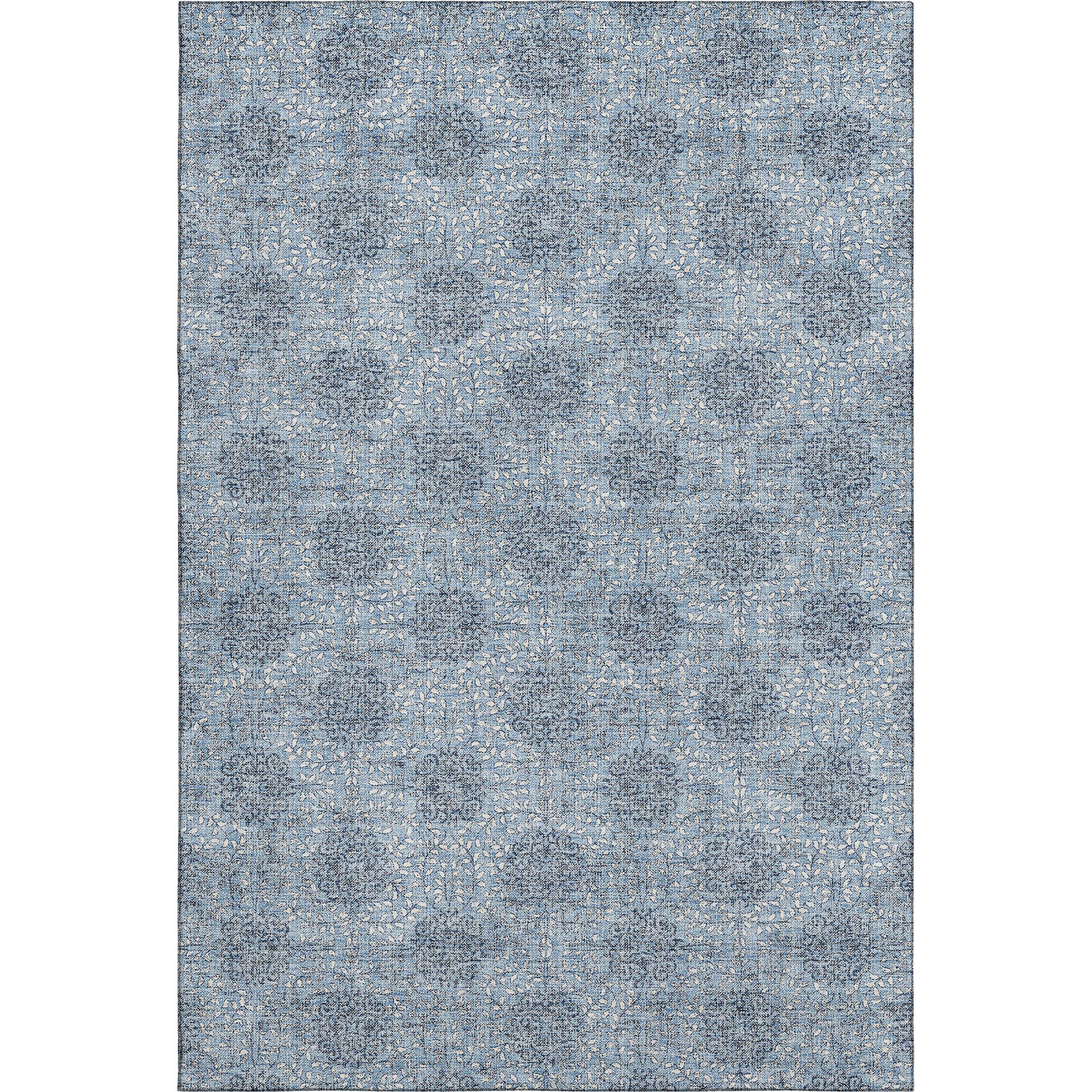 Lucerne Machine Washable Transitional Blue Rug 2'6" x 3'10" #shape_Rectangle
