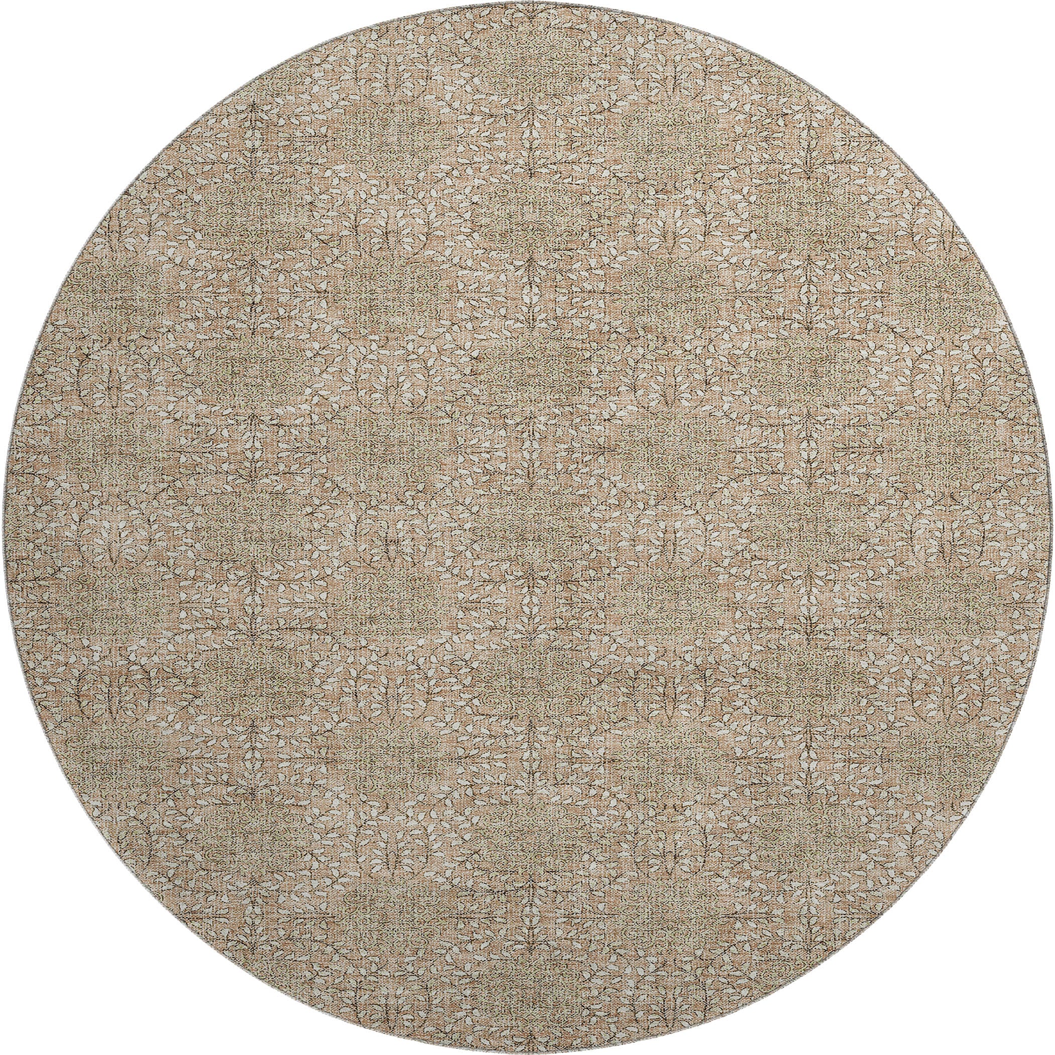 Lucerne Machine Washable Transitional Copper Orange Rug 8' x 8' #shape_Round
