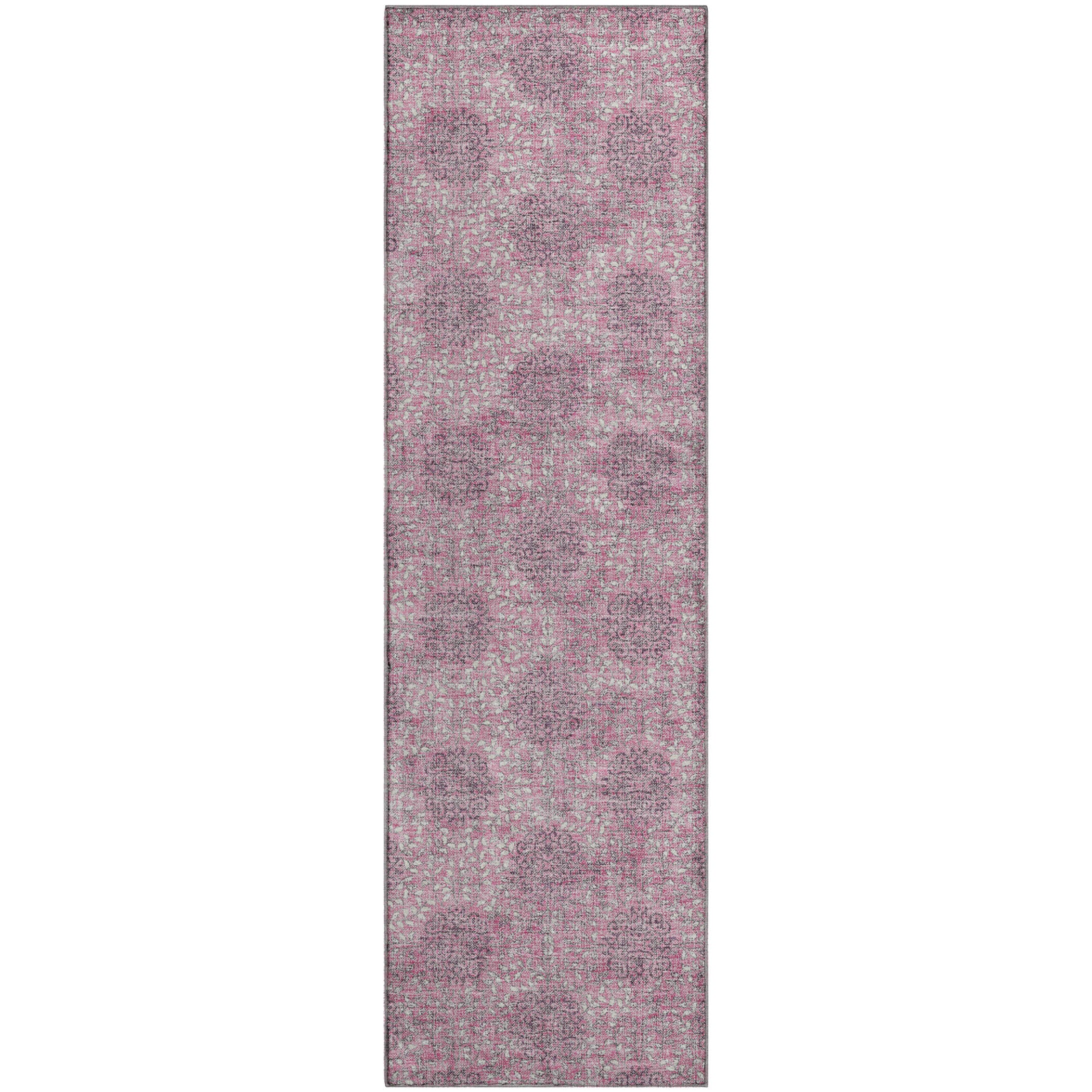 Lucerne Machine Washable Transitional Pink Rug 2'3" x 7'6" #shape_Runner