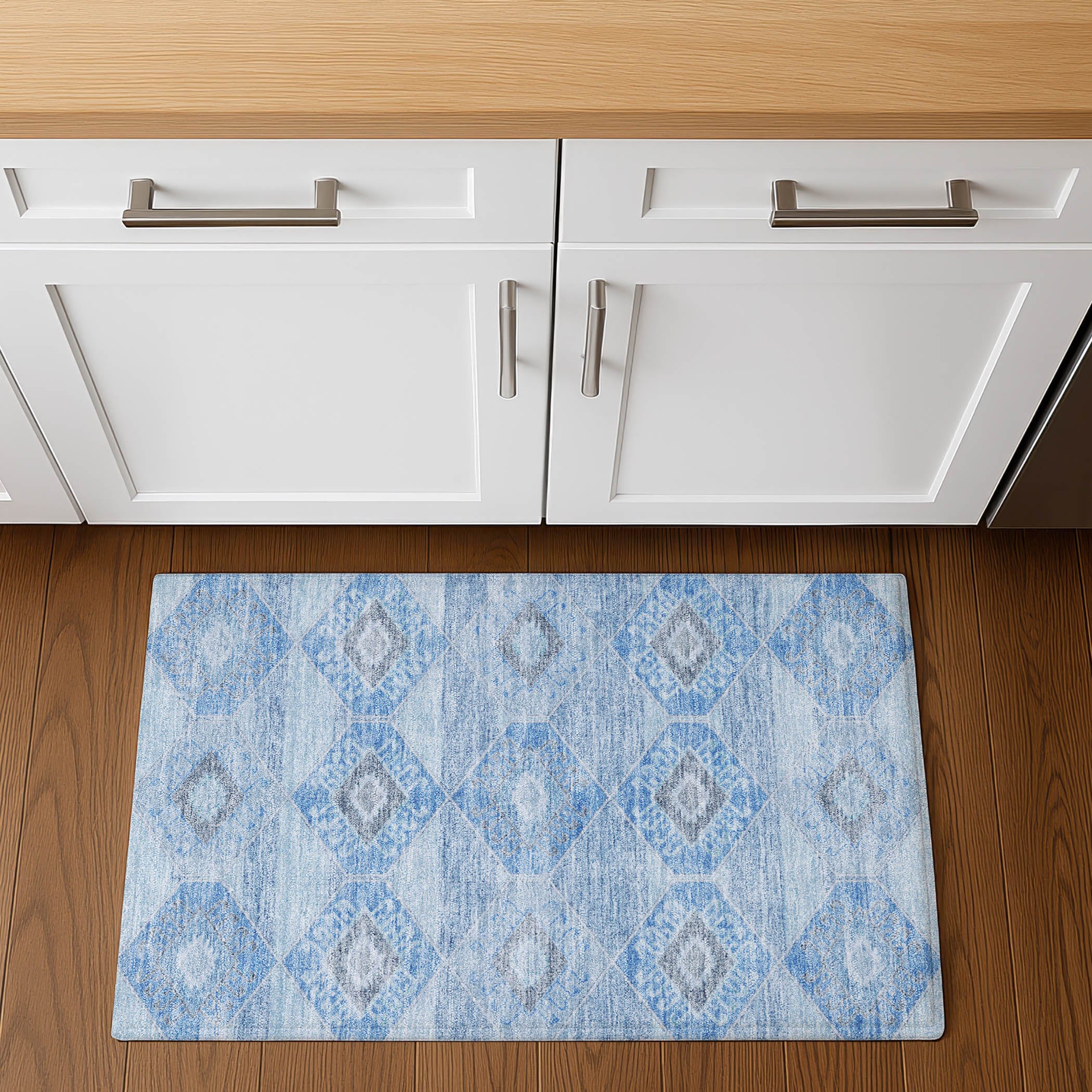 Florence Machine Washable Transitional Blue Rug 1'8" x 2'6" #shape_Rectangle