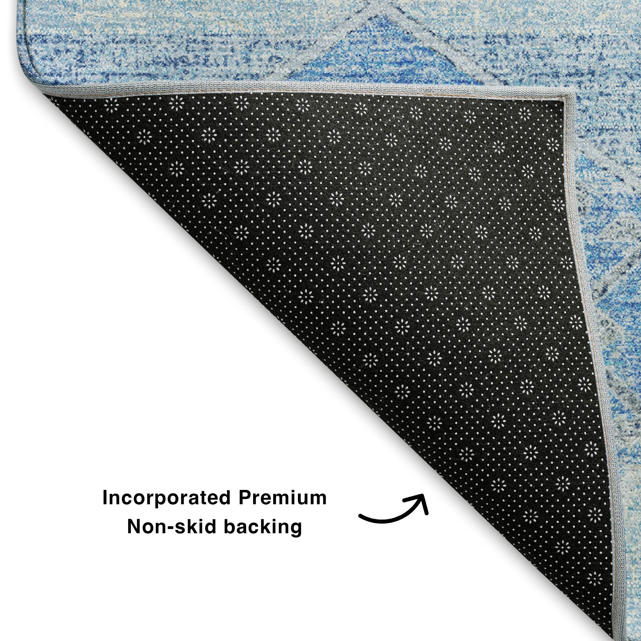 Florence Machine Washable Transitional Blue Rug 1'8" x 2'6" #shape_Rectangle