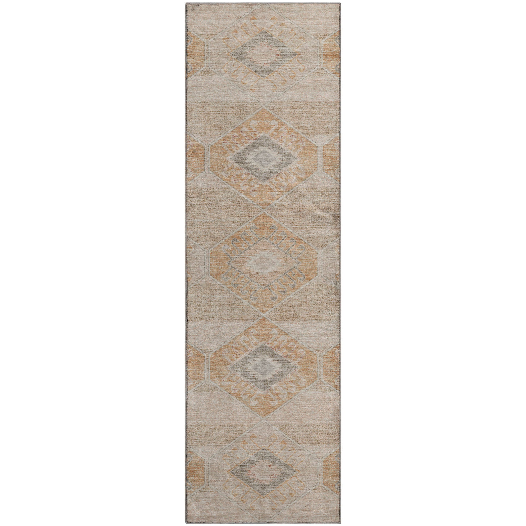 Florence Machine Washable Transitional Copper Orange Rug 2'3" x 7'6" #shape_Runner