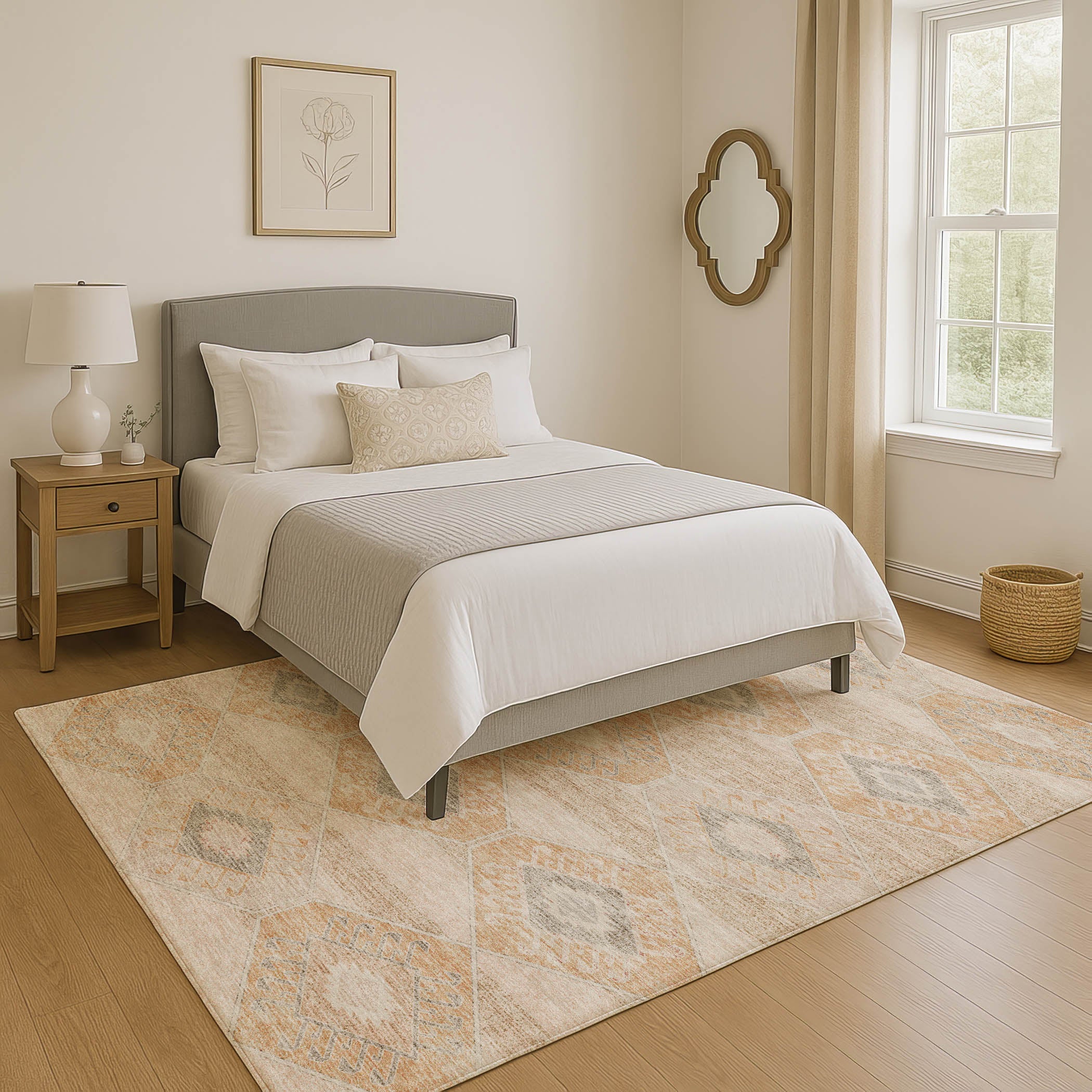 Florence Machine Washable Transitional Copper Orange Rug 2'6" x 3'10" #shape_Rectangle