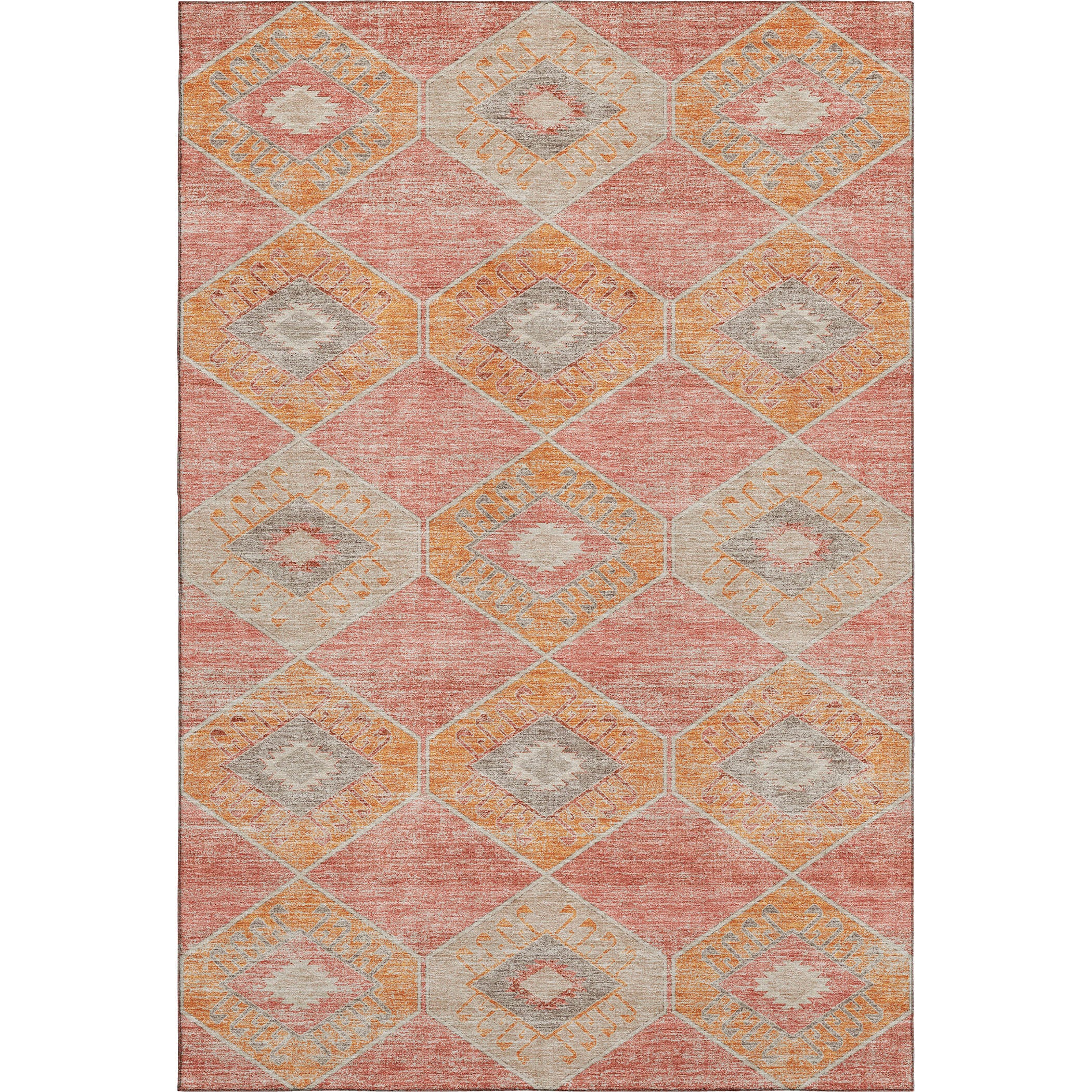Florence Machine Washable Transitional Coral Orange Rug 2'6" x 3'10" #shape_Rectangle