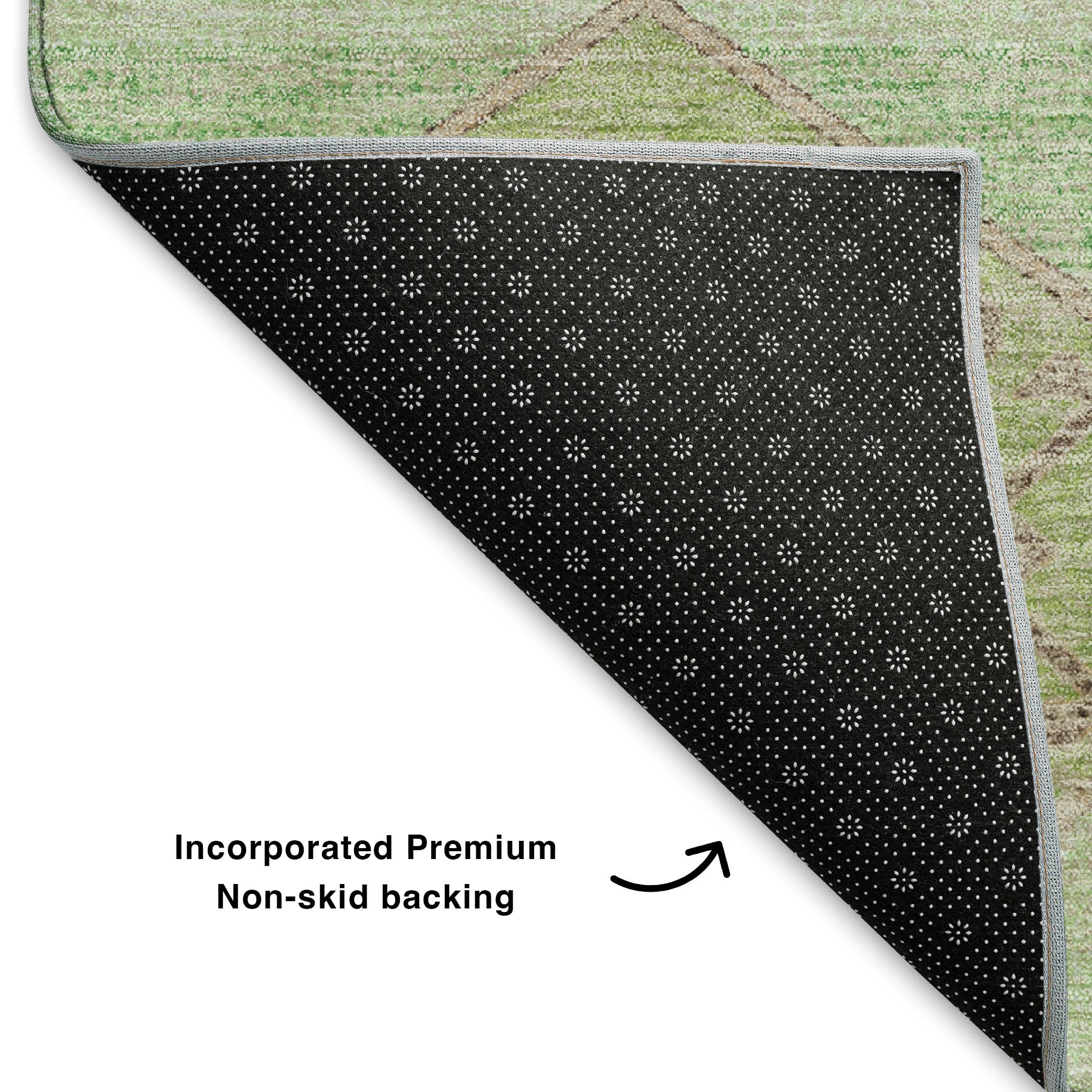 Florence Machine Washable Transitional Green Rug 1'8" x 2'6" #shape_Rectangle