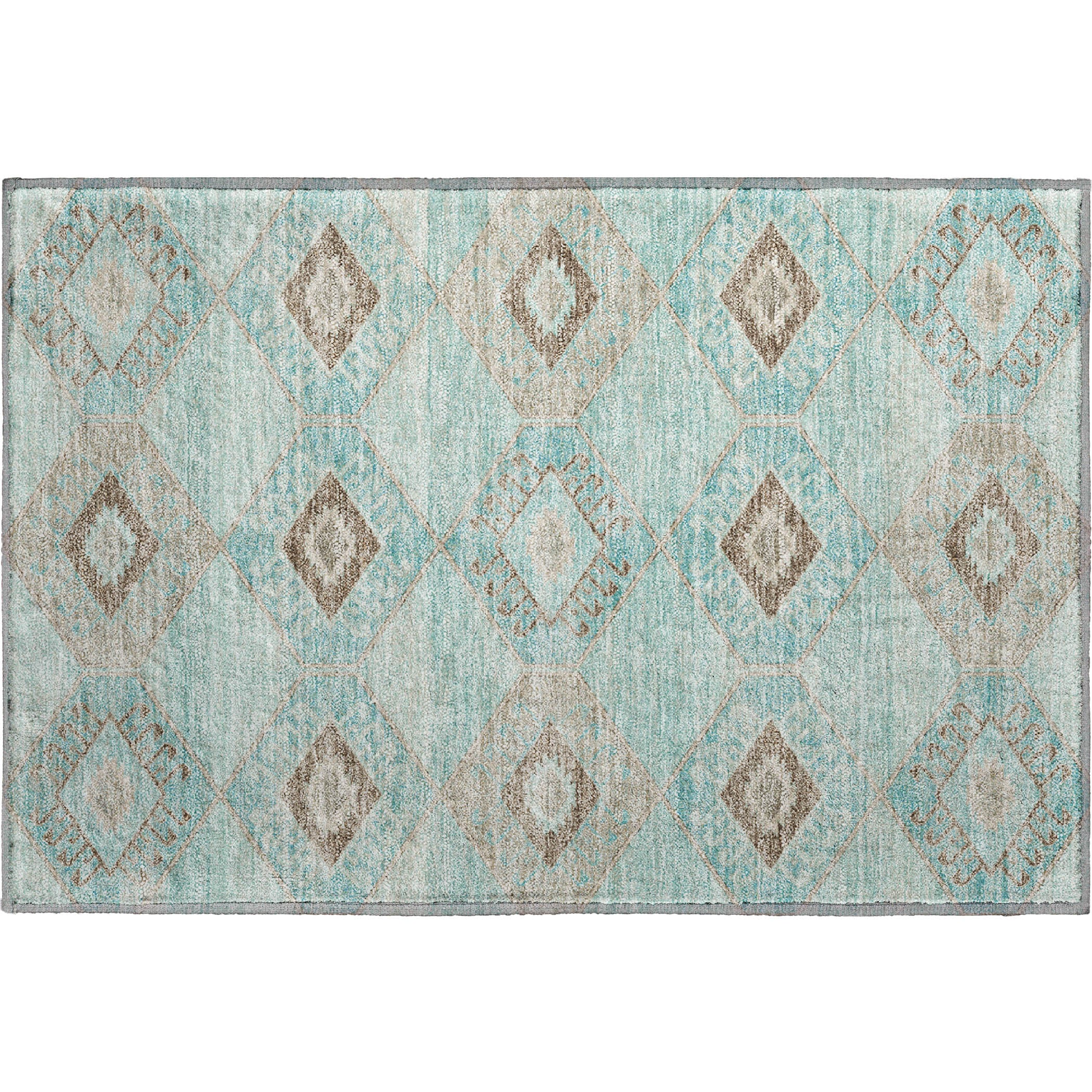 Florence Machine Washable Transitional Teal Rug 1'8" x 2'6" #shape_Rectangle