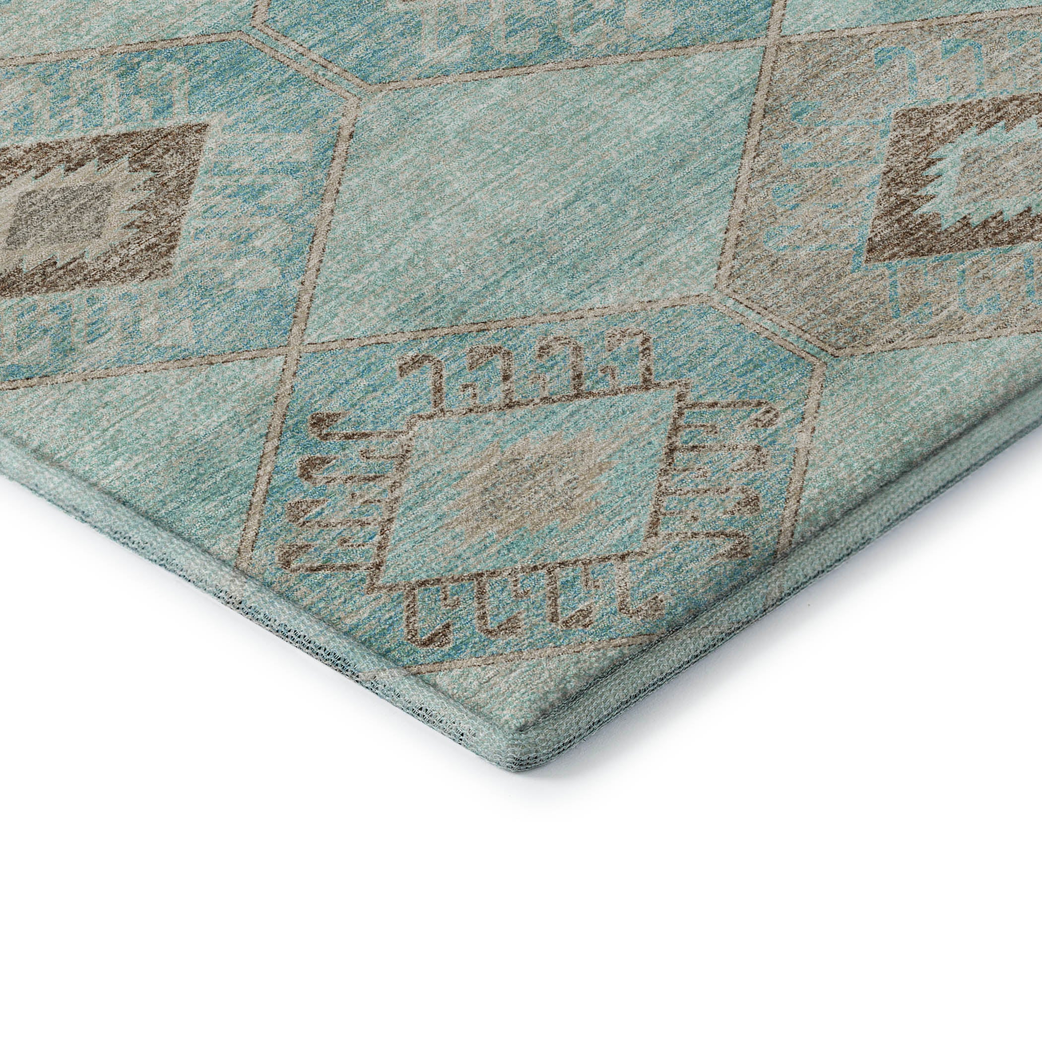 Florence Machine Washable Transitional Teal Rug 1'8" x 2'6" #shape_Rectangle