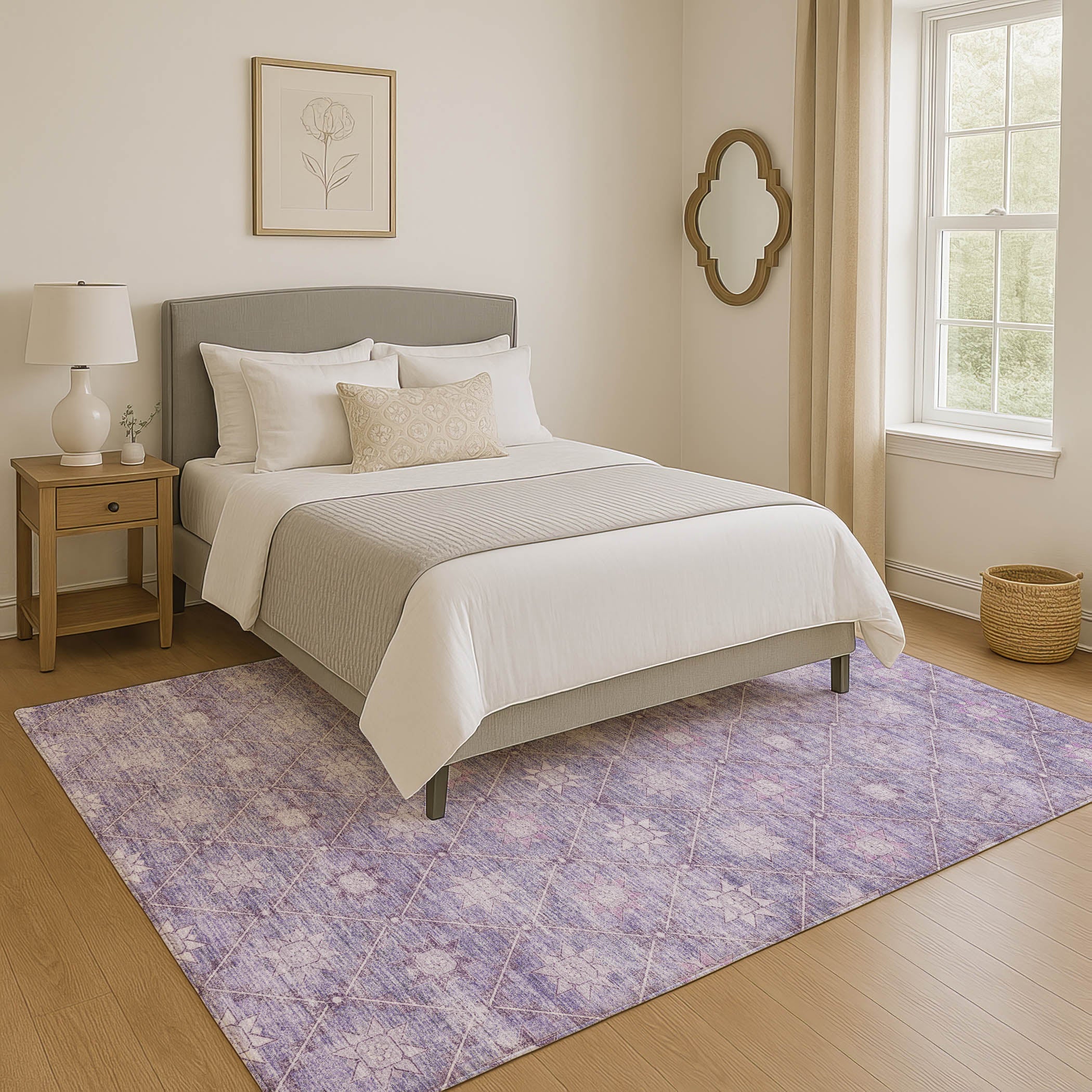 Siena Machine Washable Transitional Purple Rug 2'6" x 3'10" #shape_Rectangle