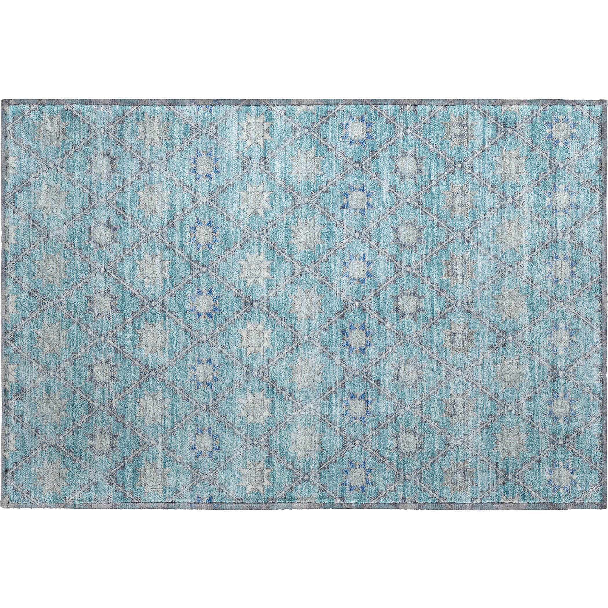 Siena Machine Washable Transitional Teal Rug 1'8" x 2'6" #shape_Rectangle