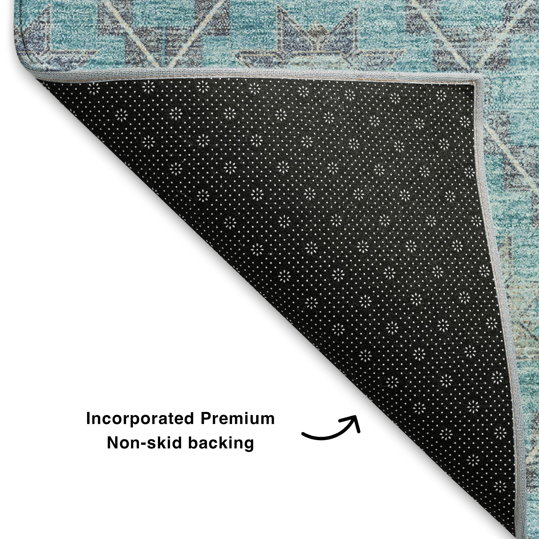 Siena Machine Washable Transitional Teal Rug 1'8" x 2'6" #shape_Rectangle