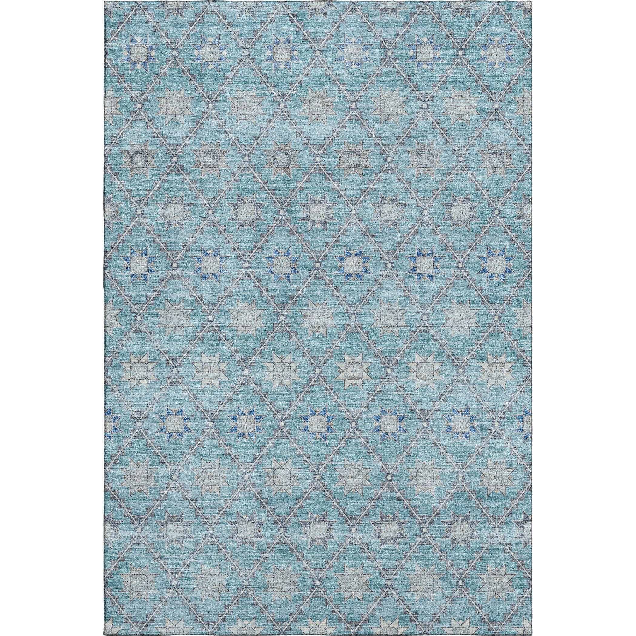 Siena Machine Washable Transitional Teal Rug 2'6" x 3'10" #shape_Rectangle