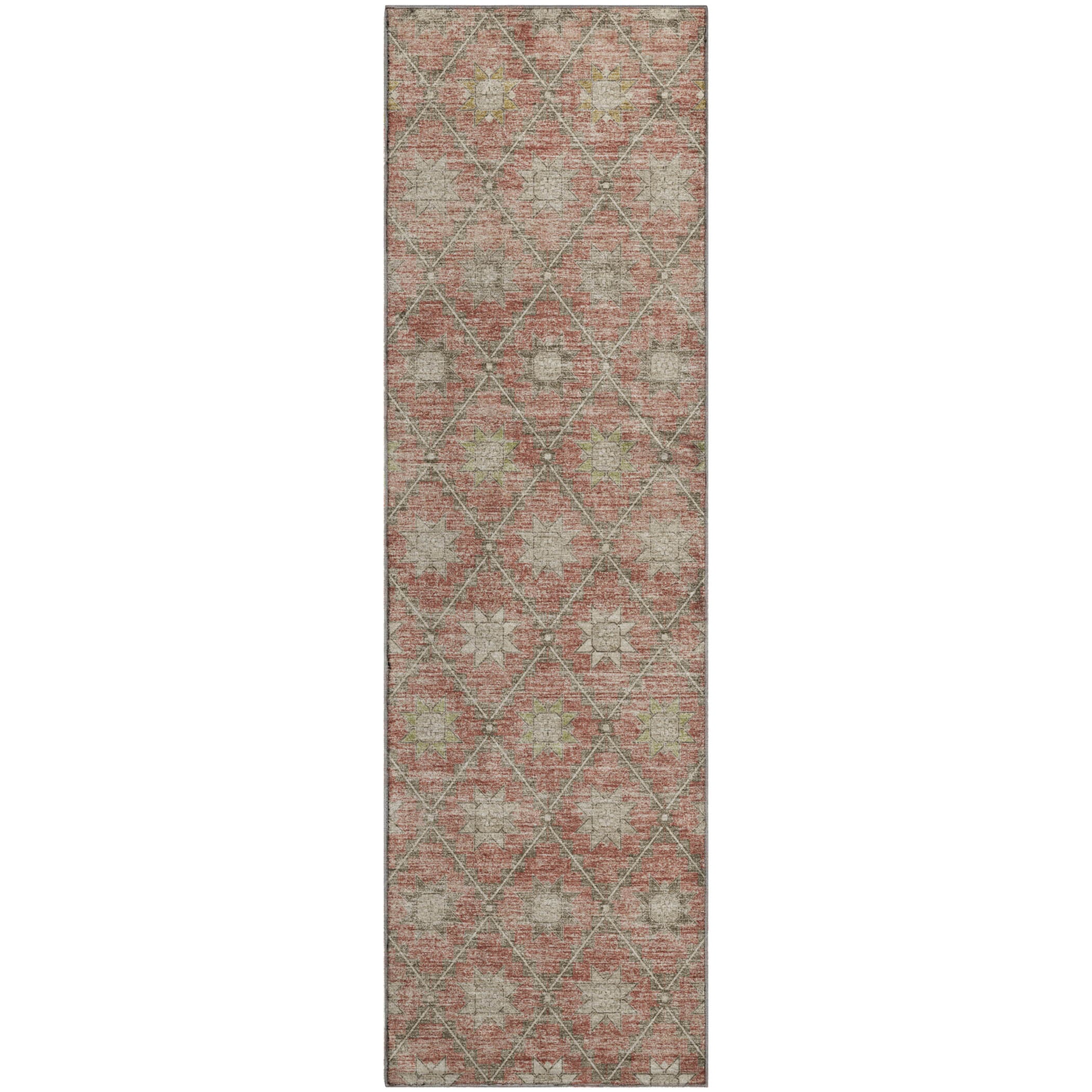 Siena Machine Washable Transitional Terracotta Orange Rug 2'3" x 7'6" #shape_Runner