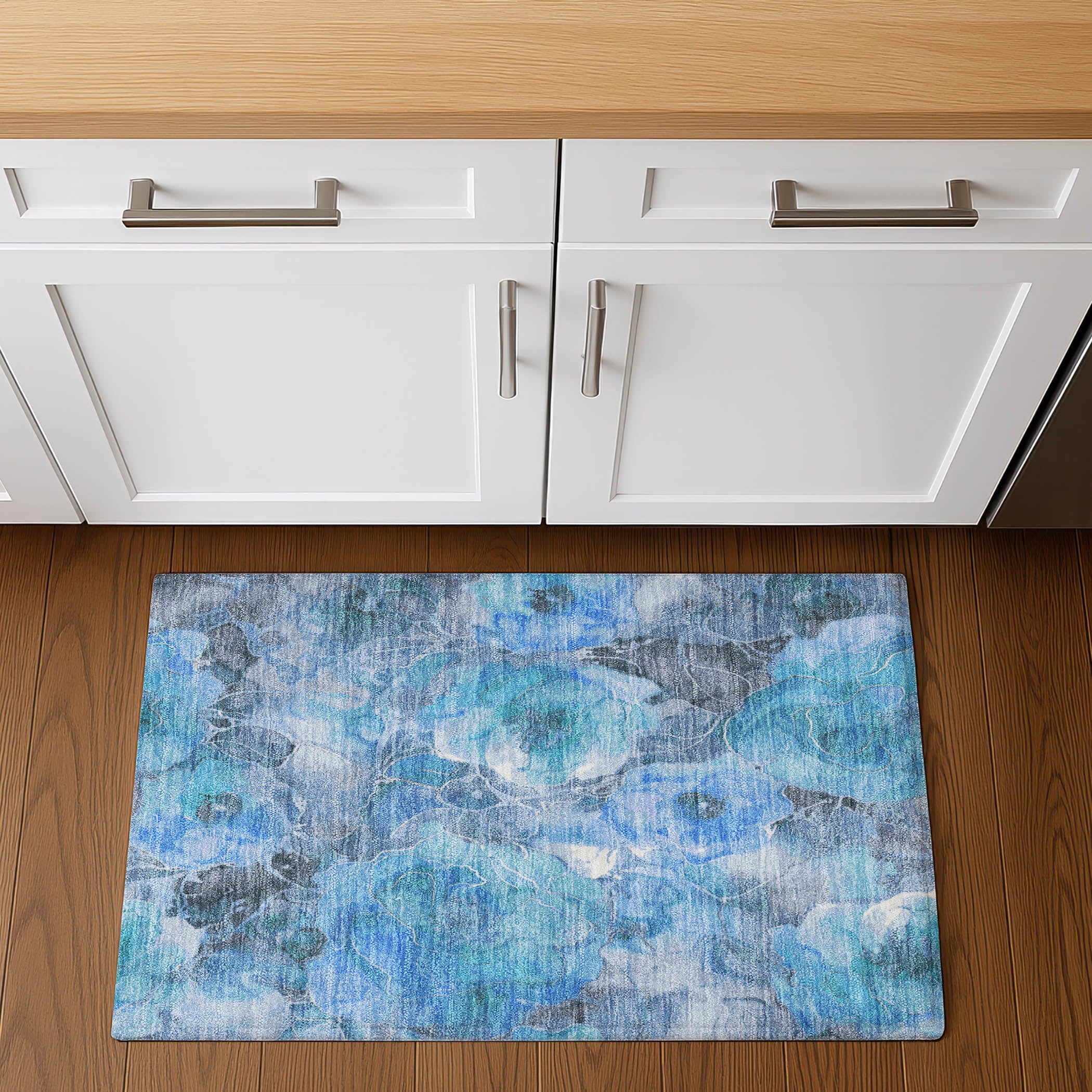 Sintra Machine Washable Transitional Blue Rug 1'8" x 2'6" #shape_Rectangle