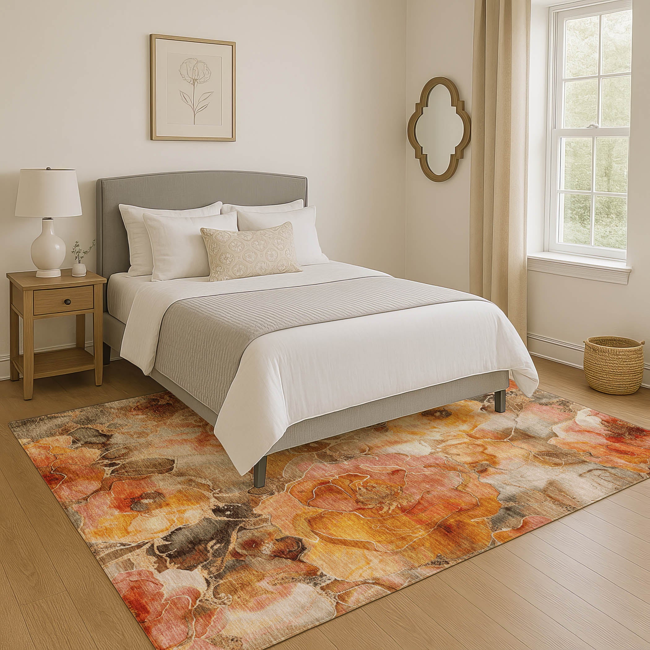 Sintra Machine Washable Transitional Orange Rug 2'6" x 3'10" #shape_Rectangle