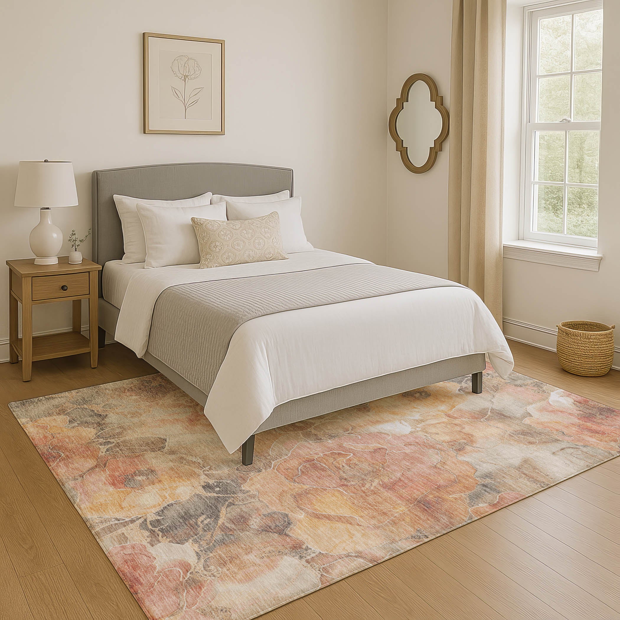 Sintra Machine Washable Transitional Peach Orange Rug 2'6" x 3'10" #shape_Rectangle