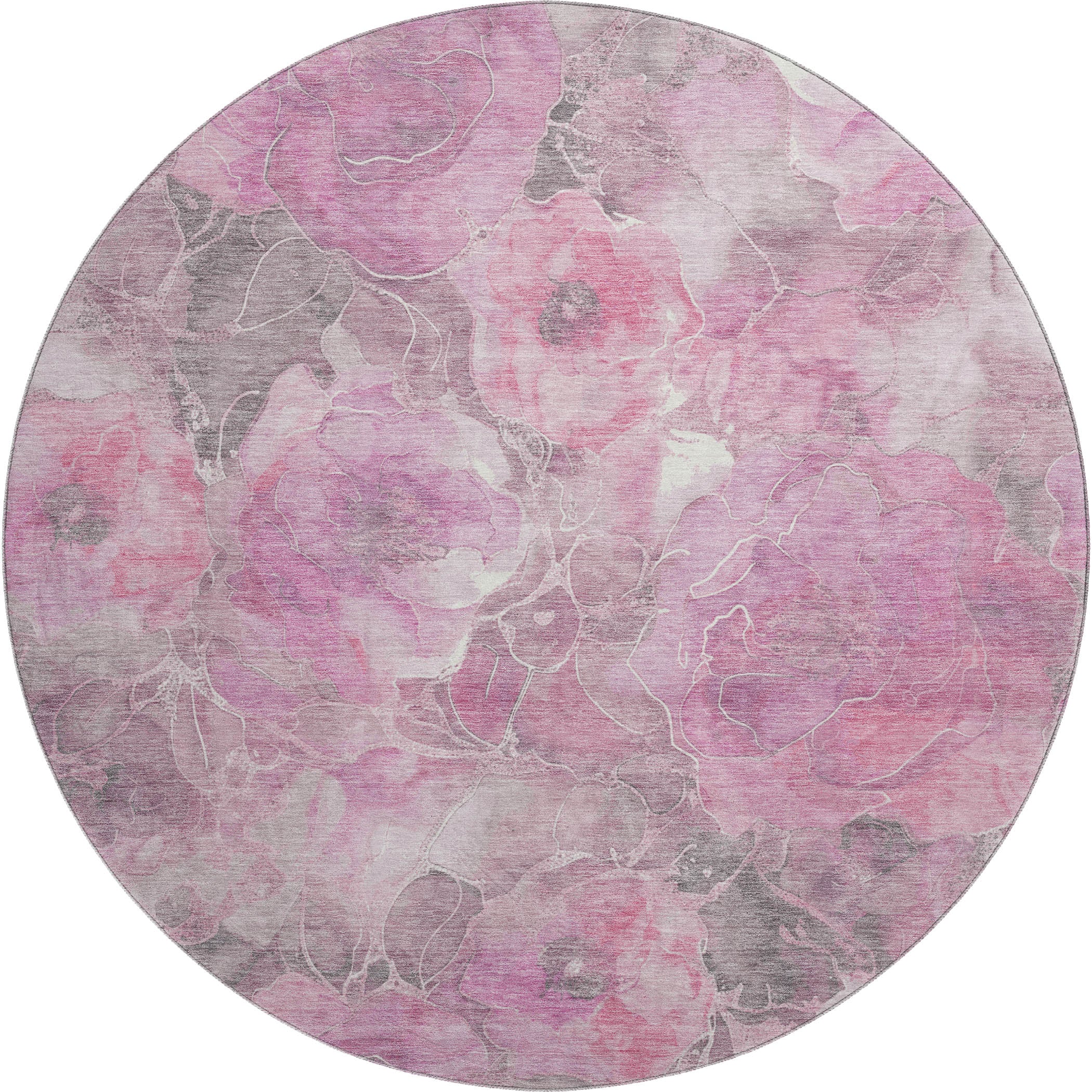 Sintra Machine Washable Transitional Pink Rug 8' x 8' #shape_Round