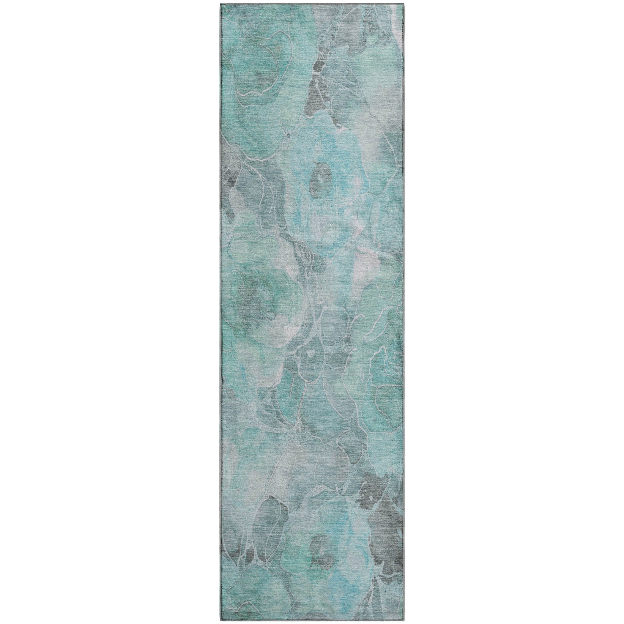 Sintra Machine Washable Transitional Teal Rug 2'3" x 7'6" #shape_Runner