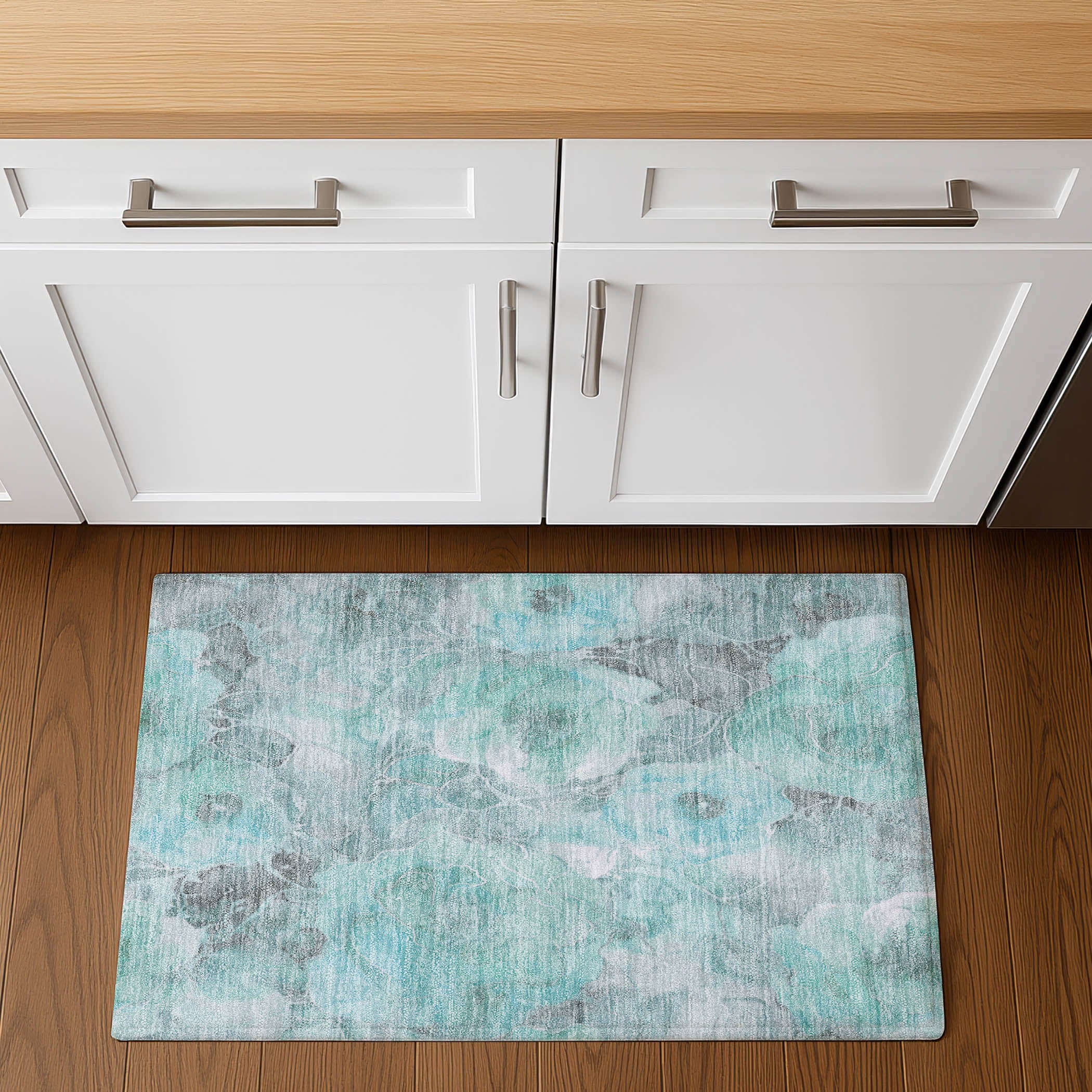 Sintra Machine Washable Transitional Teal Rug 1'8" x 2'6" #shape_Rectangle