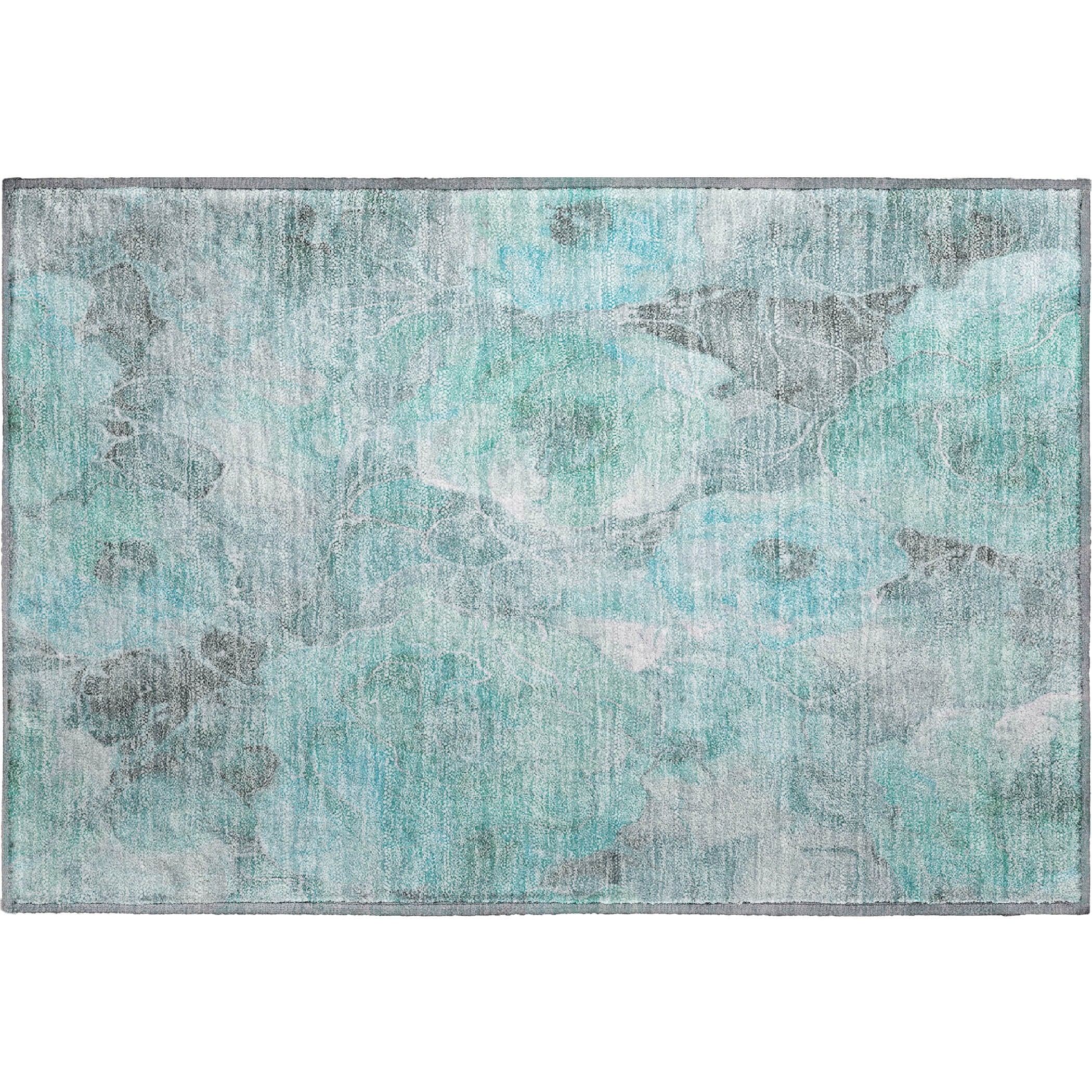 Sintra Machine Washable Transitional Teal Rug 1'8" x 2'6" #shape_Rectangle
