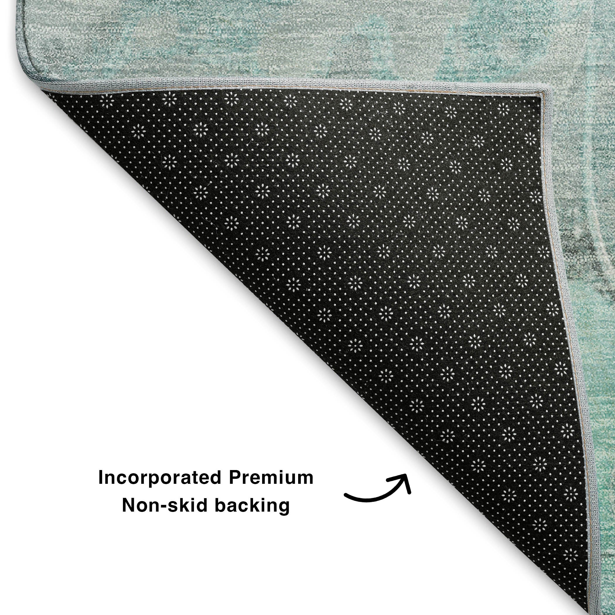 Sintra Machine Washable Transitional Teal Rug 1'8" x 2'6" #shape_Rectangle