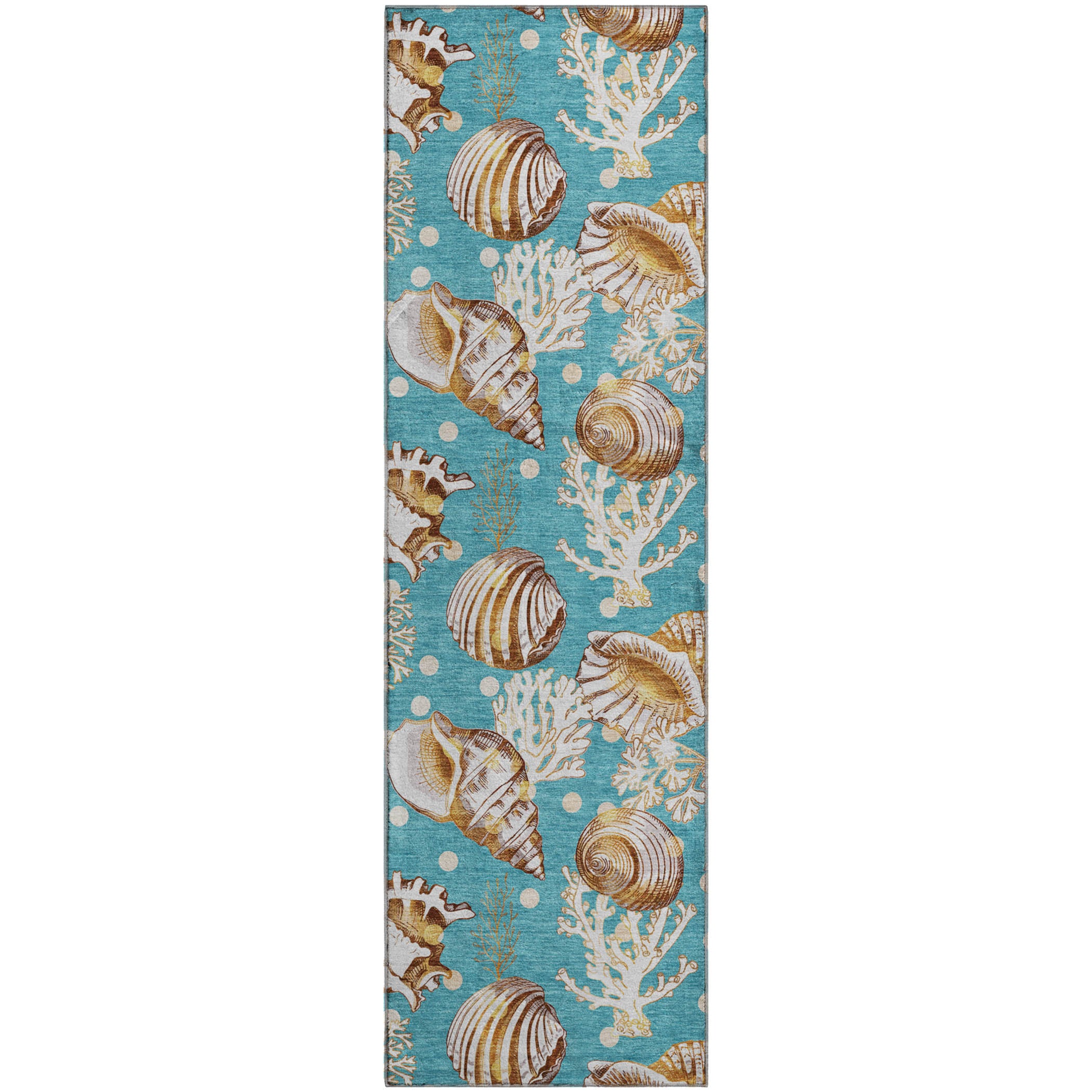 Bruges Machine Washable Coastal Aqua Teal Rug 2'3" x 7'6" #shape_Runner
