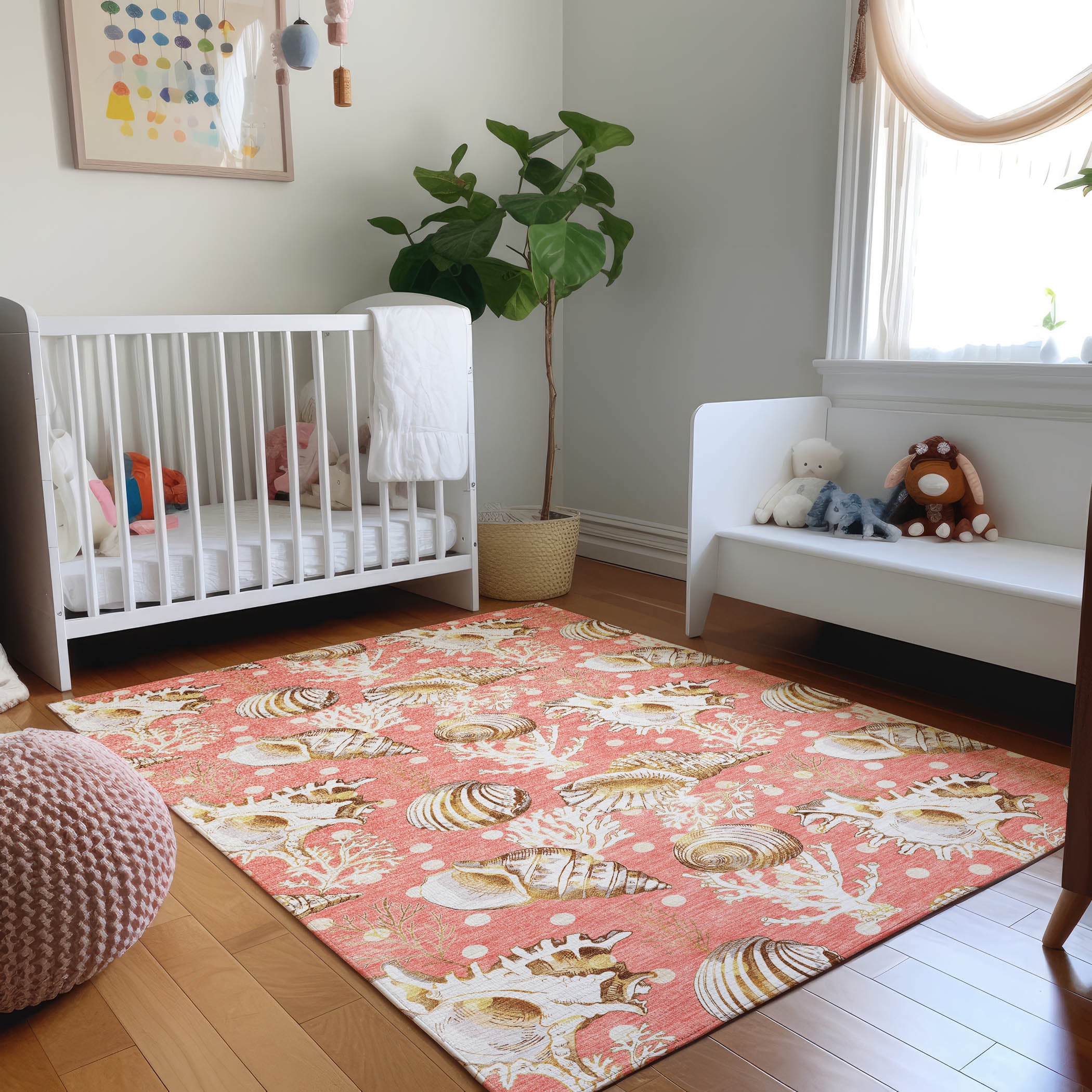 Bruges Machine Washable Coastal Peach Orange Rug 2'6" x 3'10" #shape_Rectangle