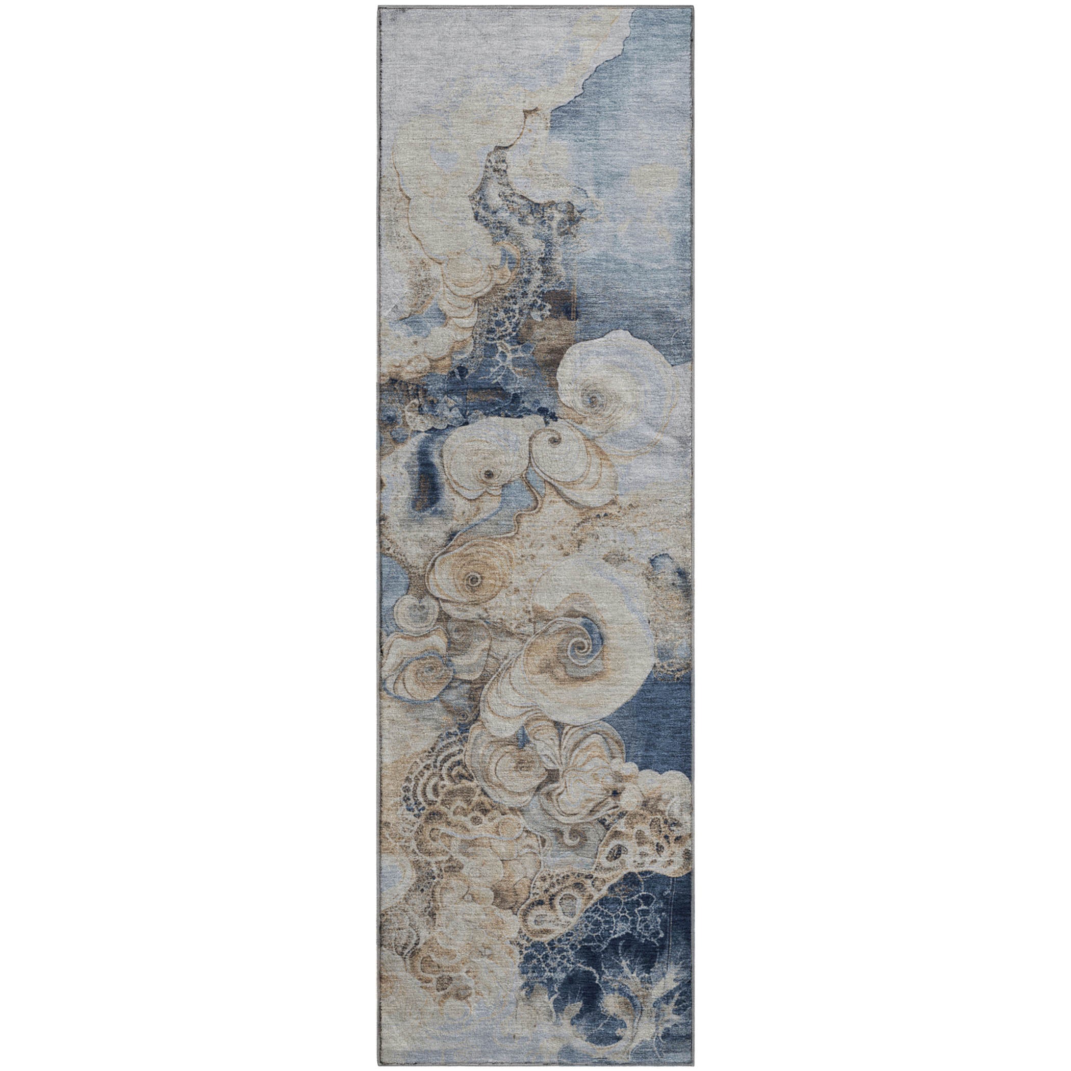 Valletta Machine Washable Transitional Denim Blue Rug 2'3" x 7'6" #shape_Runner