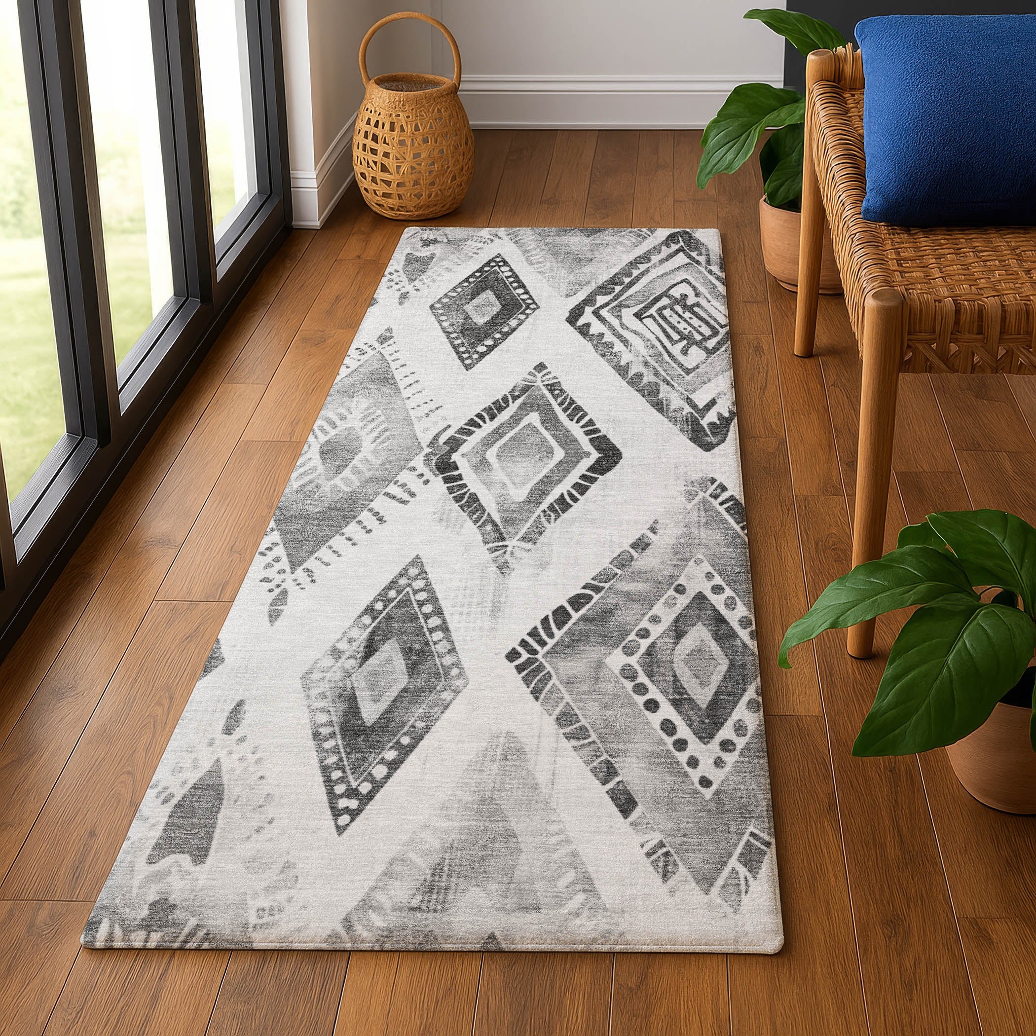 Lucerne Machine Washable Transitional Gray Rug 2'3" x 7'6" #shape_Runner