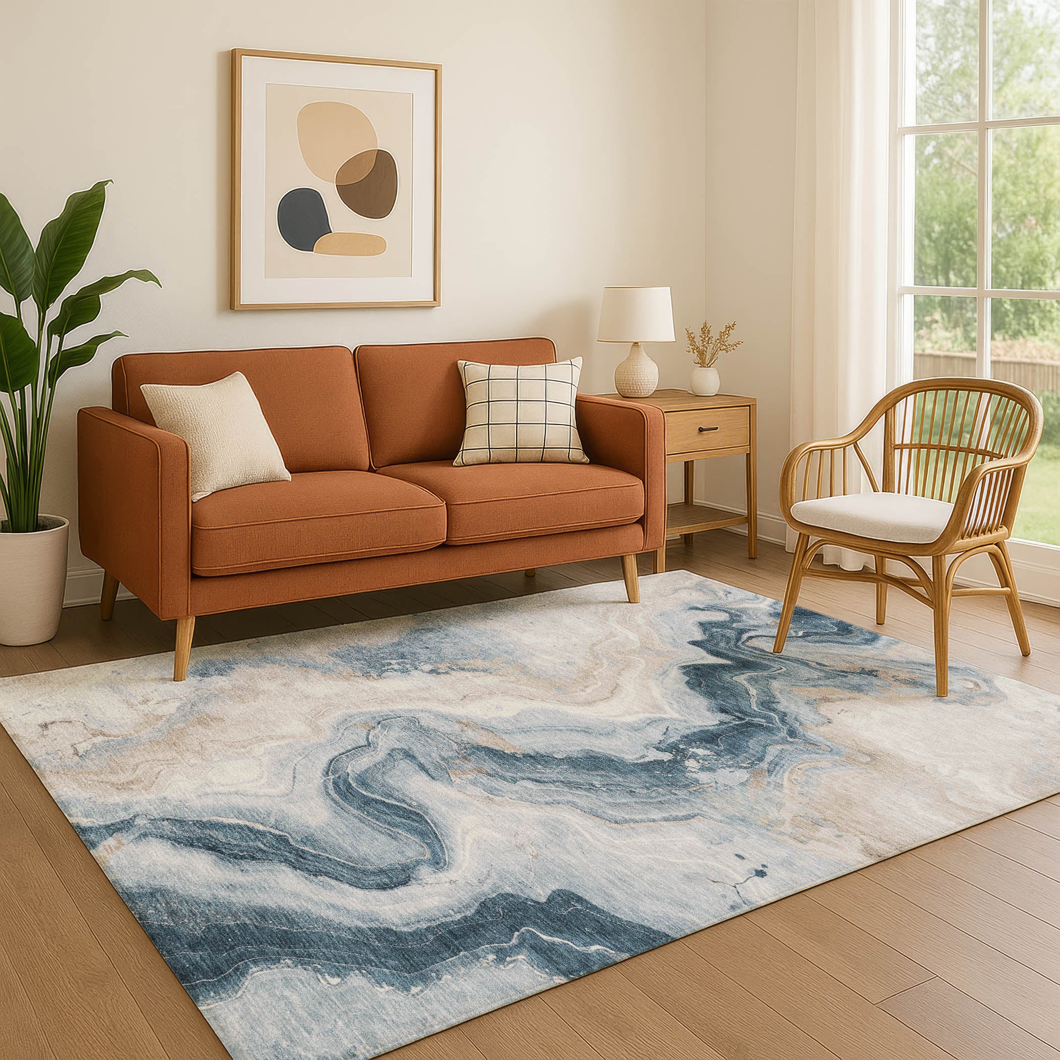 Athens Machine Washable Transitional Beige Brown Rug 2'6" x 3'10" #shape_Rectangle
