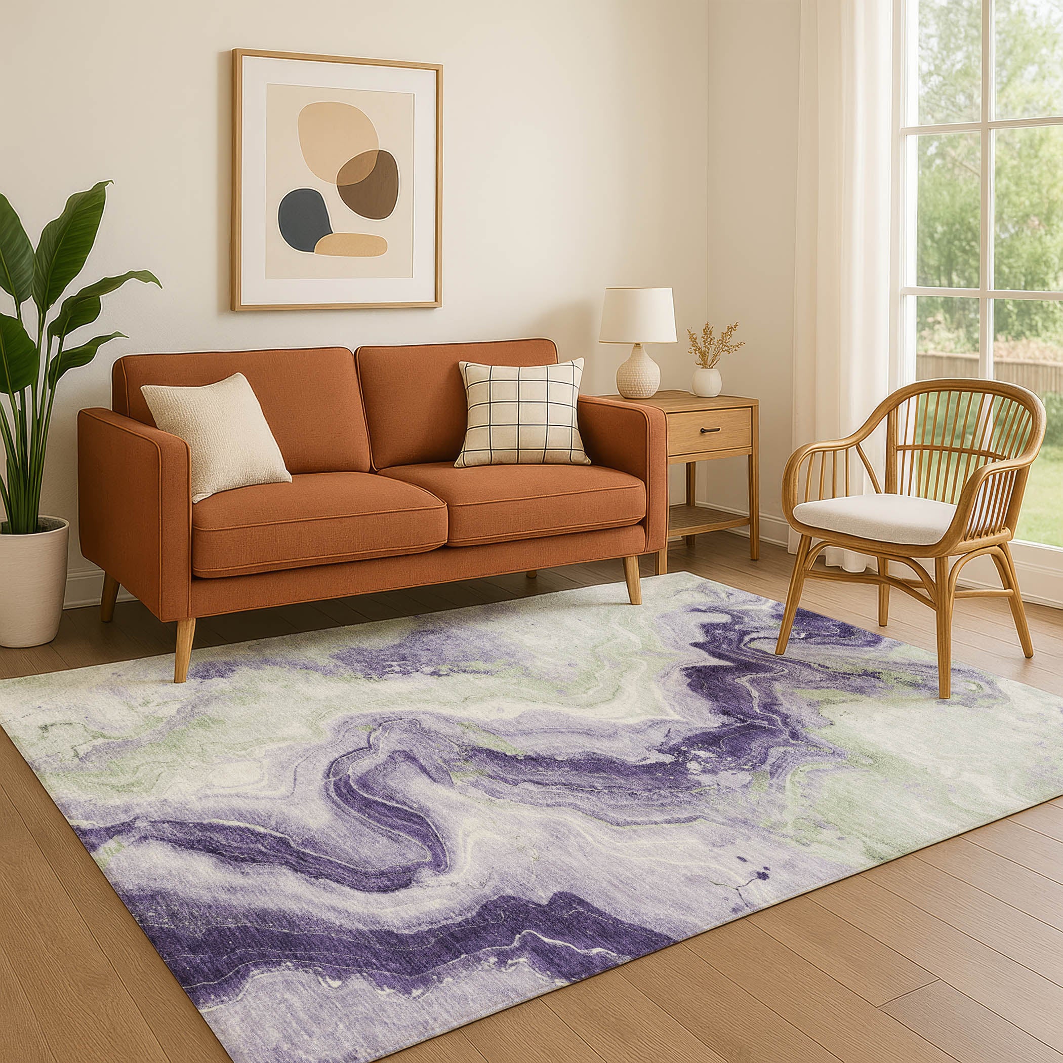 Athens Machine Washable Transitional Lavender Purple Rug 2'6" x 3'10" #shape_Rectangle