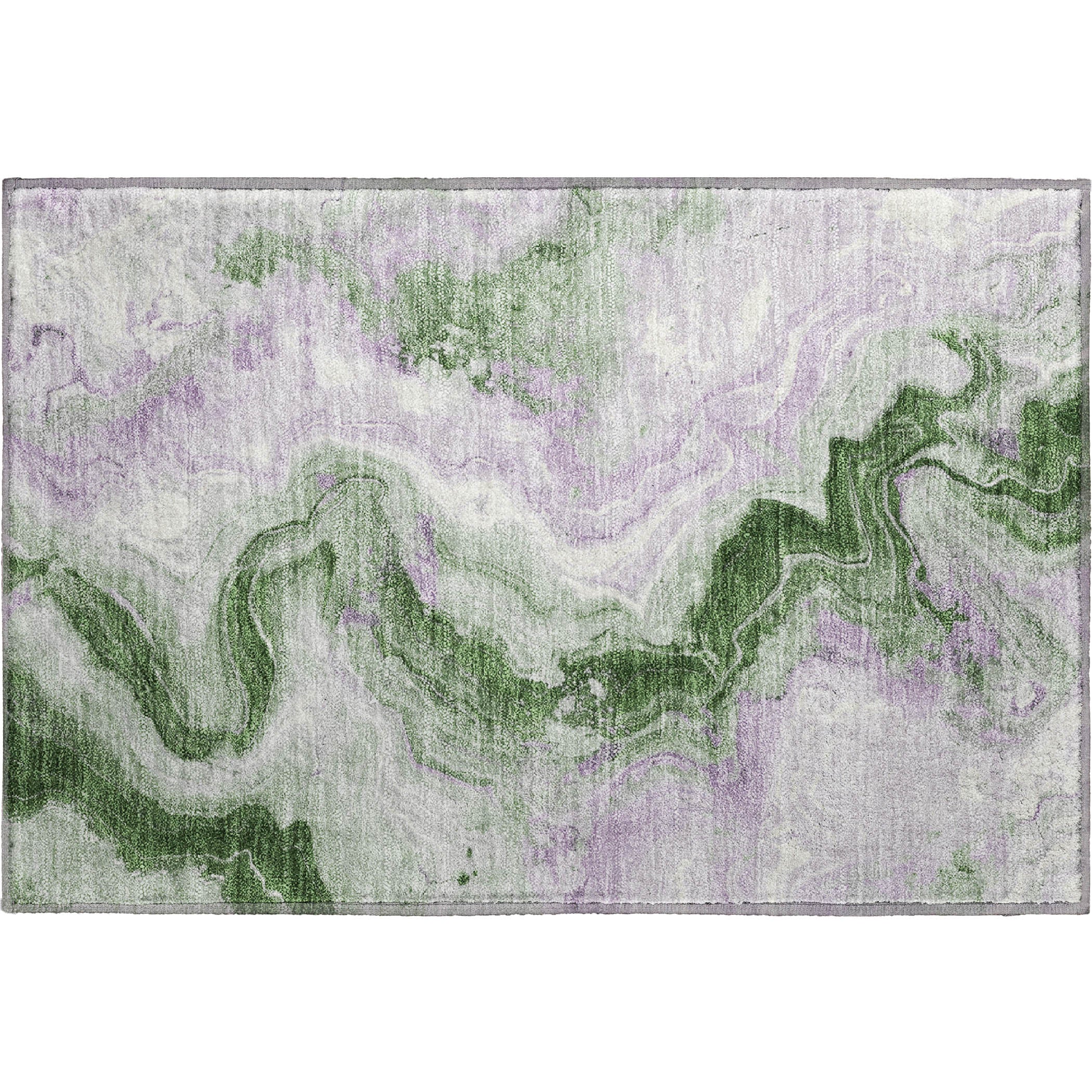 Athens Machine Washable Transitional Olive Green Rug 1'8" x 2'6" #shape_Rectangle