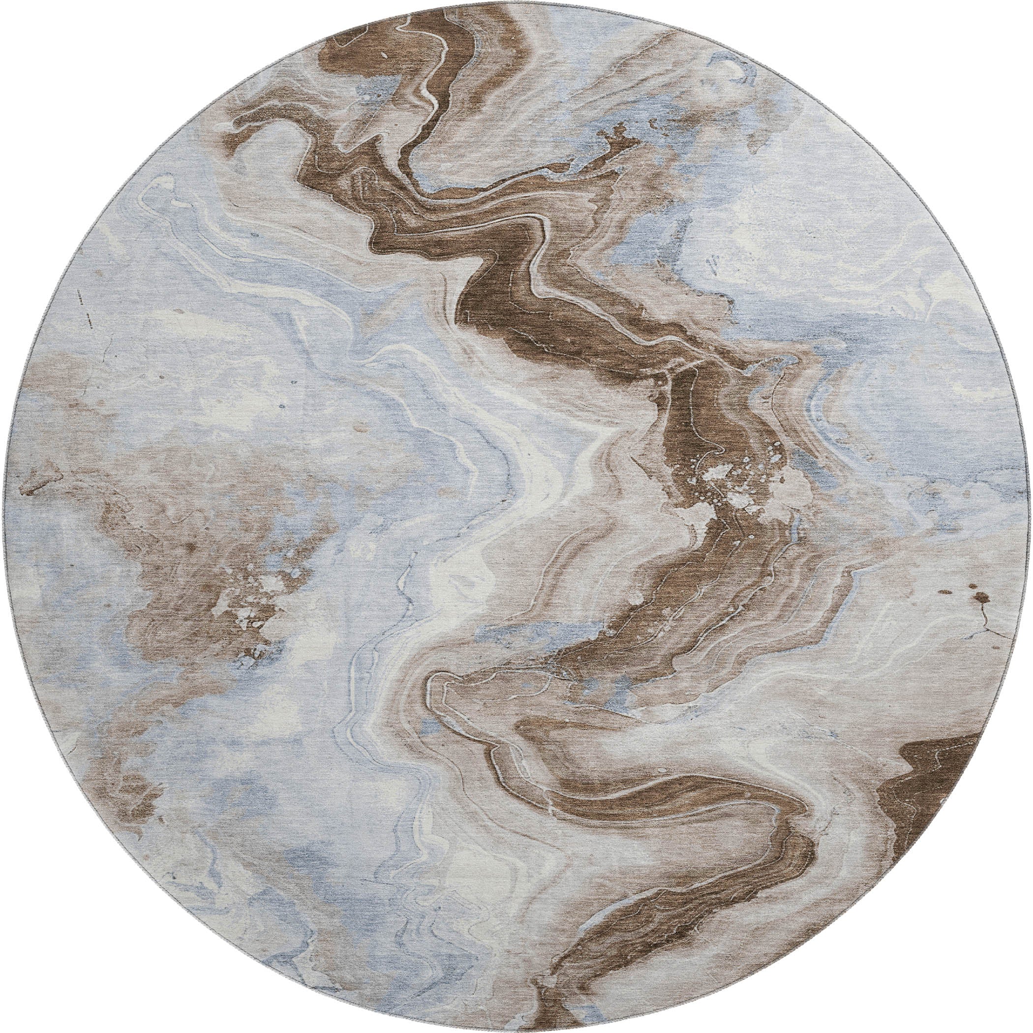 Athens Machine Washable Transitional Taupe Brown Rug 8' x 8' #shape_Round