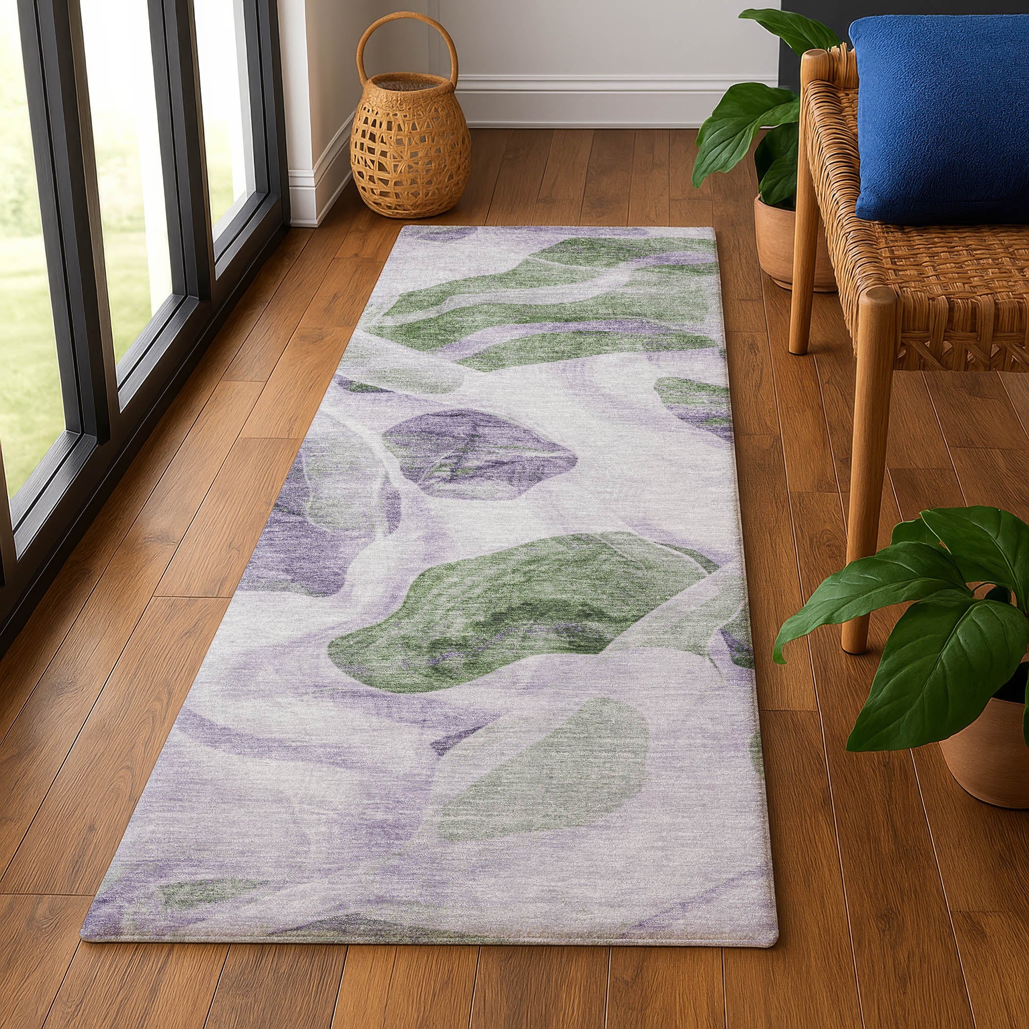 Cartagena Machine Washable Transitional Lavender Purple Rug 2'3" x 7'6" #shape_Runner