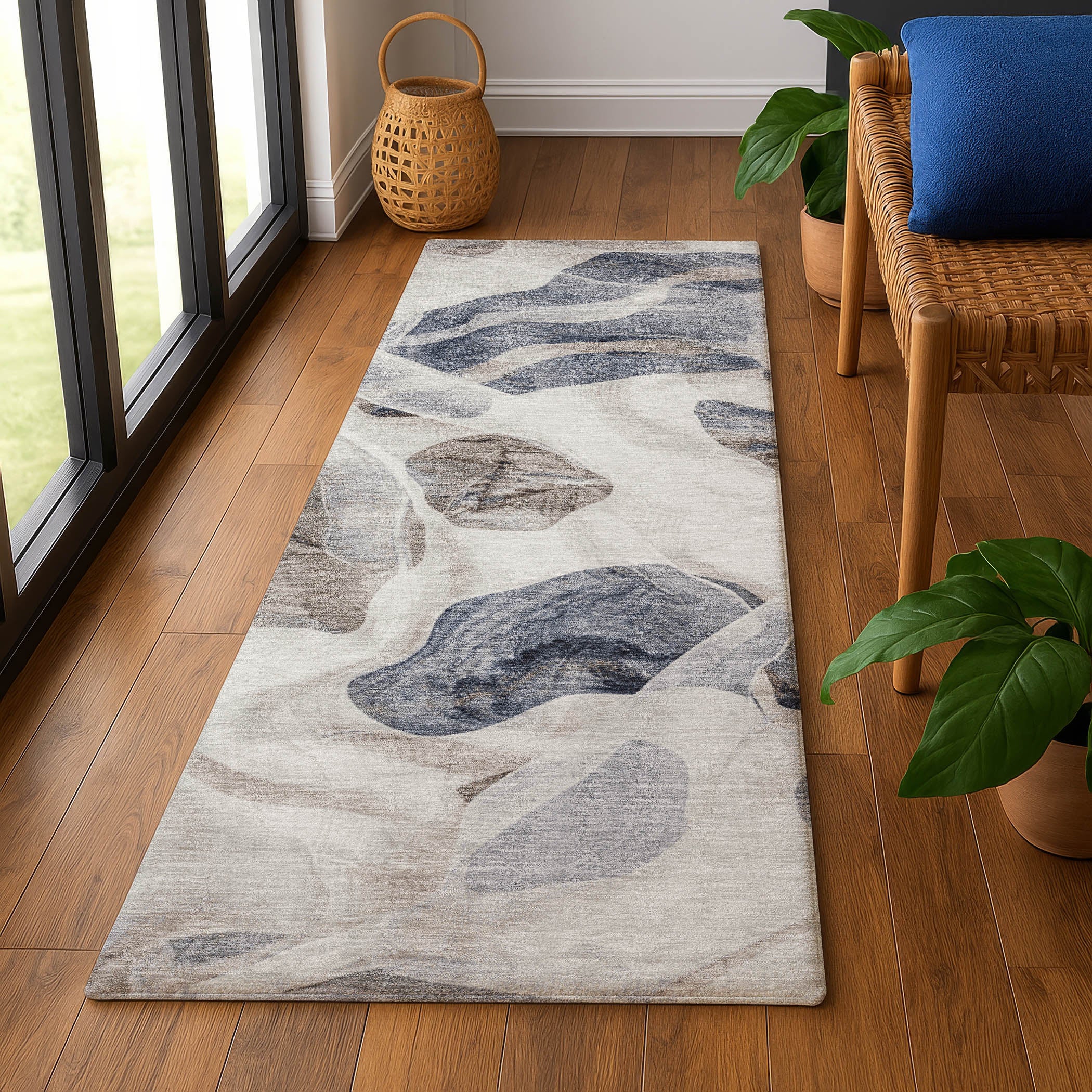 Cartagena Machine Washable Transitional Putty Ivory Rug 2'3" x 7'6" #shape_Runner