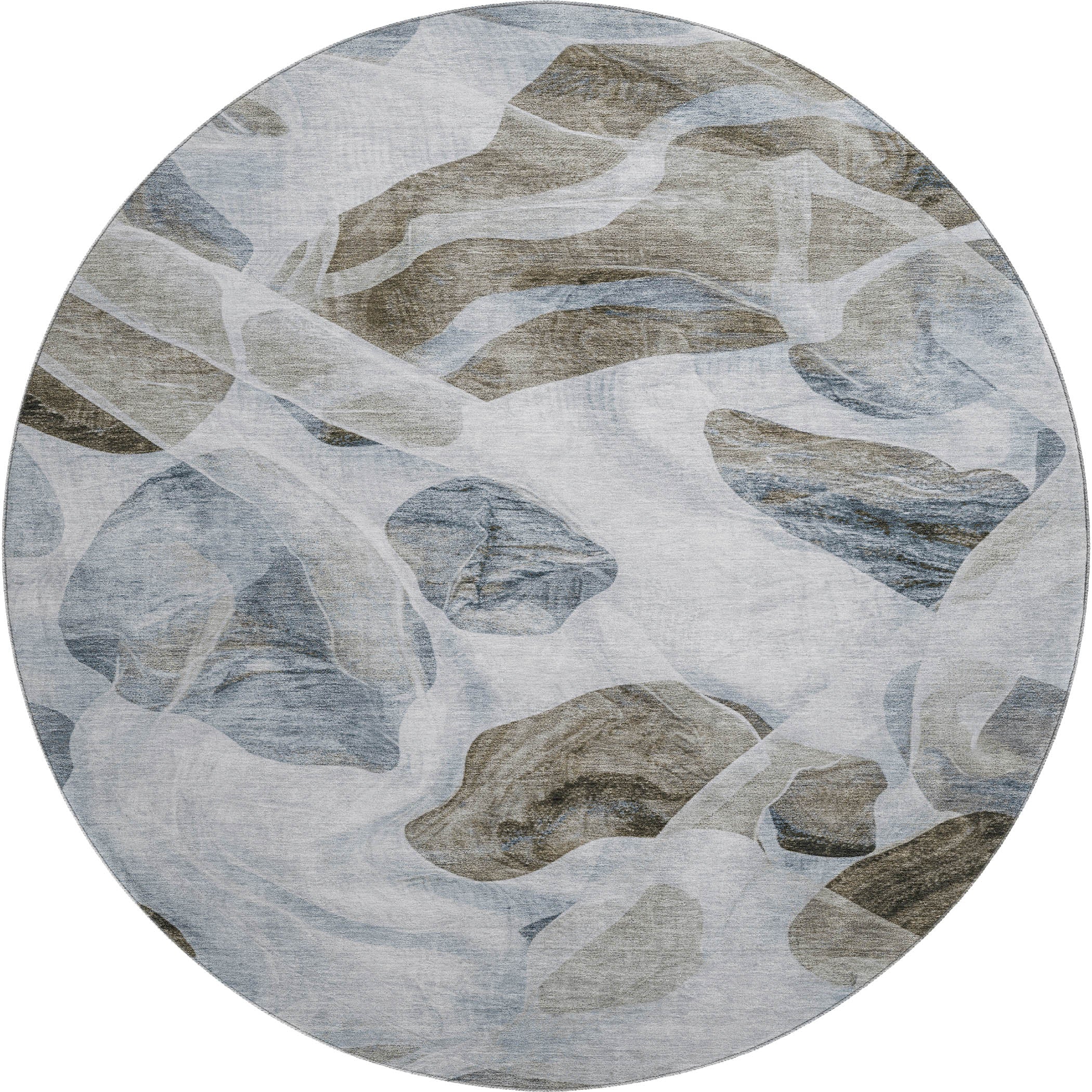 Cartagena Machine Washable Transitional Sky Blue Rug 8' x 8' #shape_Round