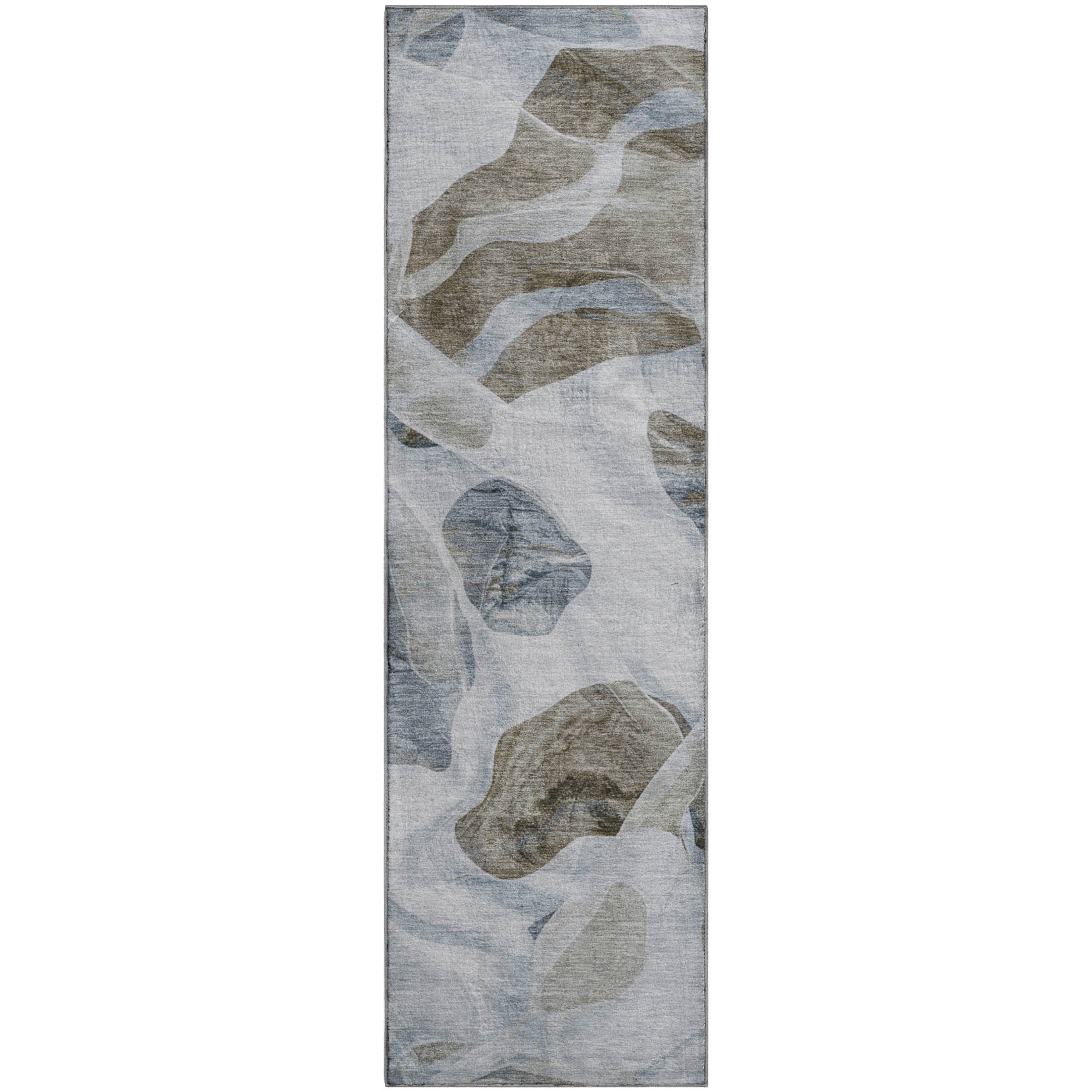 Cartagena Machine Washable Transitional Sky Blue Rug 2'3" x 7'6" #shape_Runner