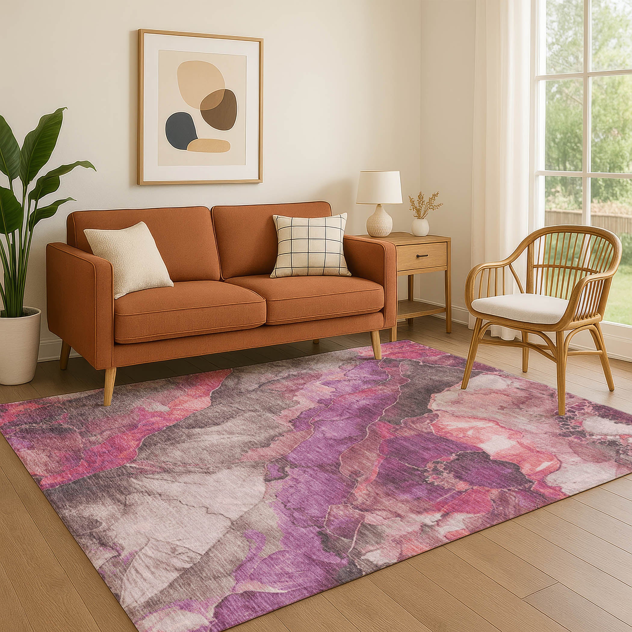 Baku Machine Washable Transitional Blush Pink Rug 2'6" x 3'10" #shape_Rectangle