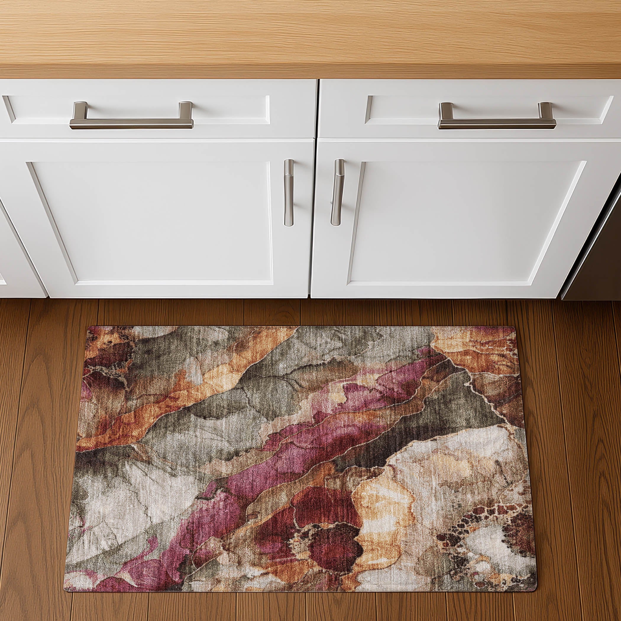 Baku Machine Washable Transitional Khaki Brown Rug 1'8" x 2'6" #shape_Rectangle