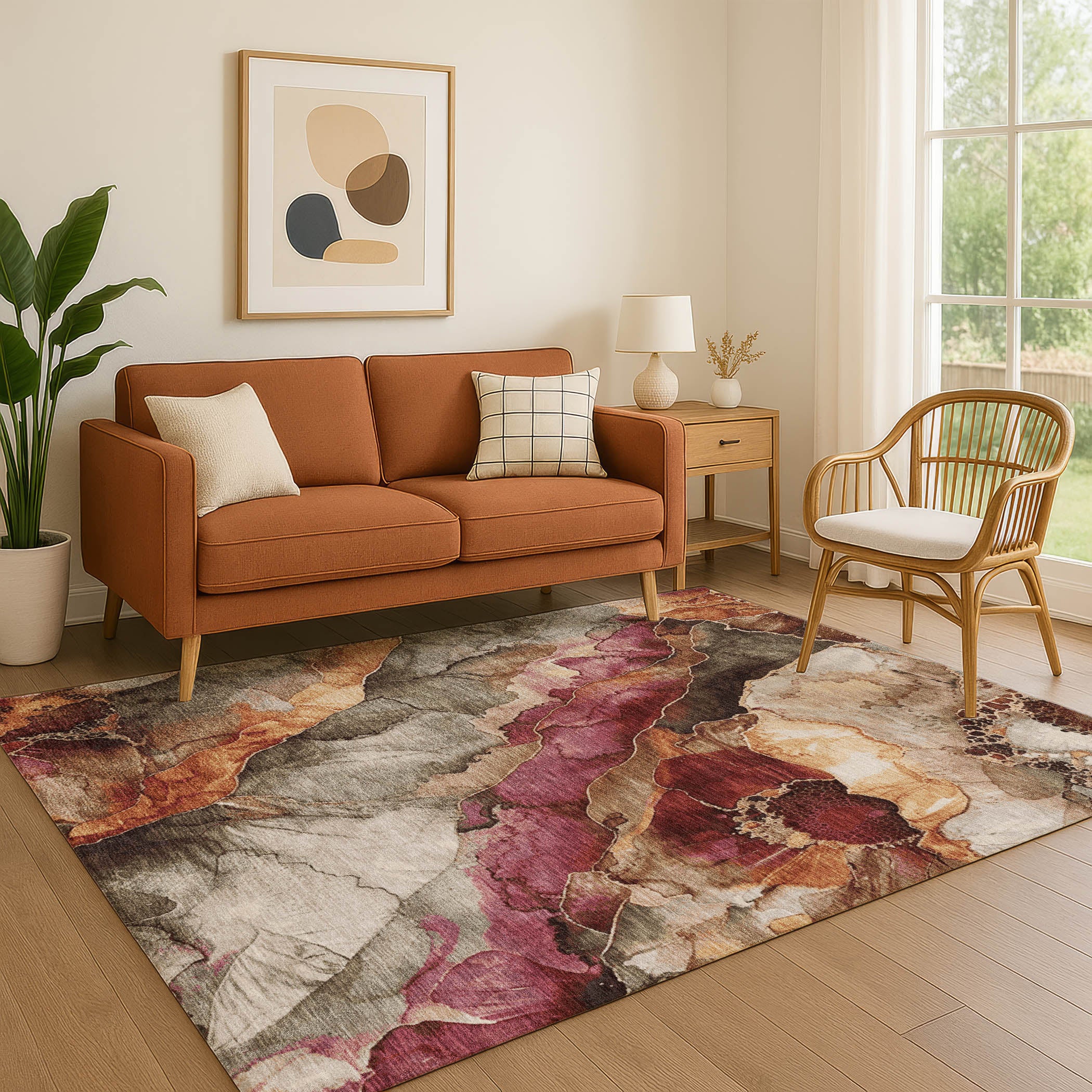 Baku Machine Washable Transitional Khaki Brown Rug 2'6" x 3'10" #shape_Rectangle