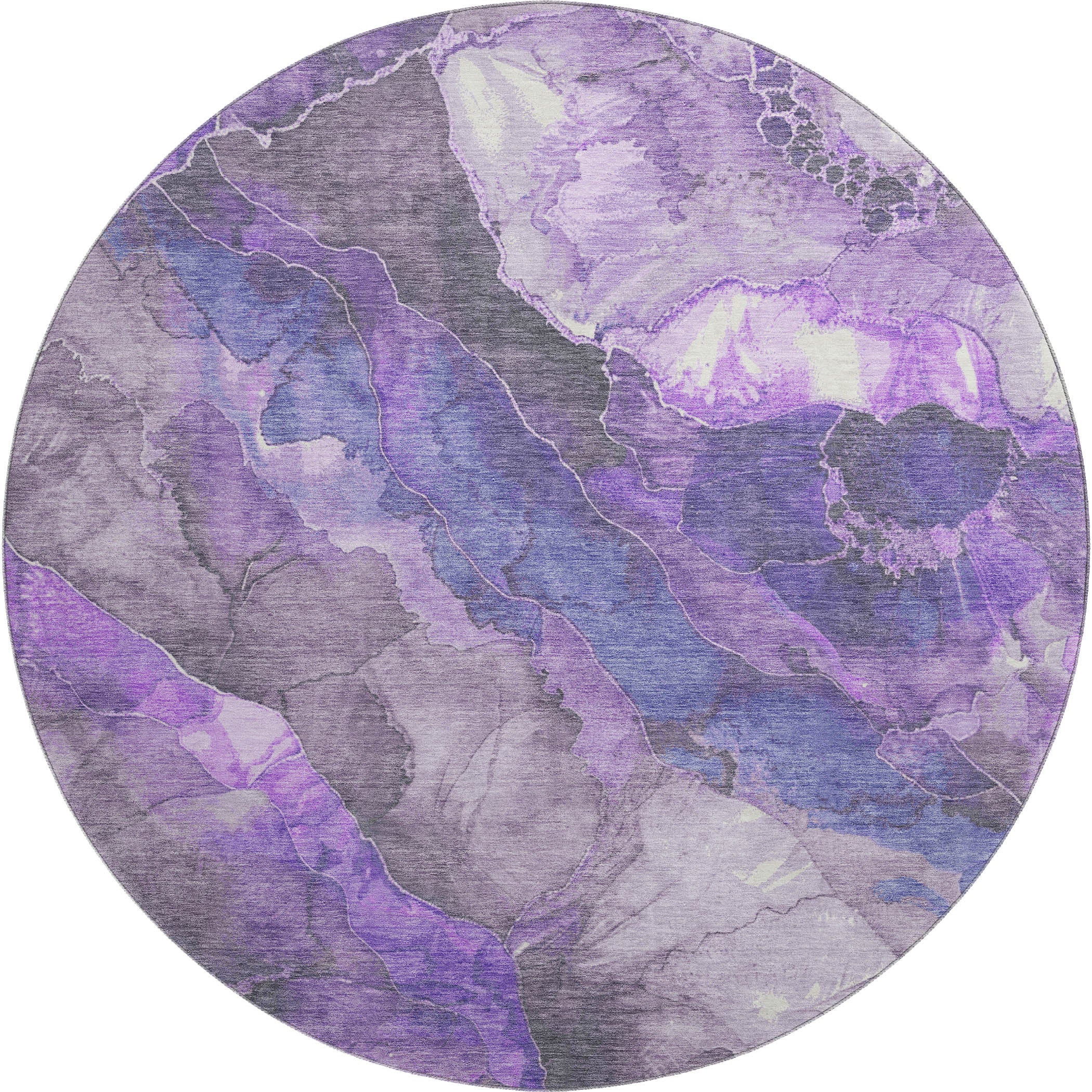 Baku Machine Washable Transitional Lavender Purple Rug 8' x 8' #shape_Round
