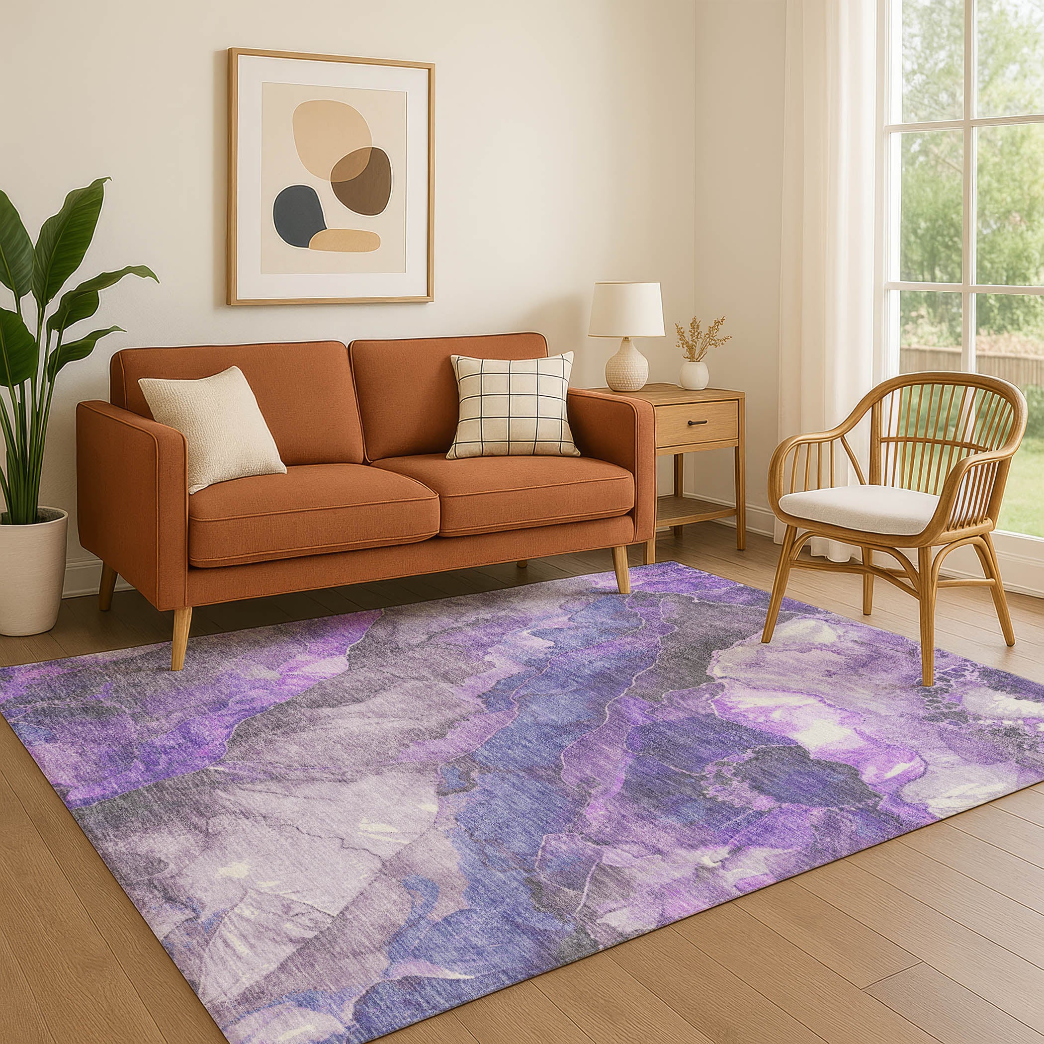 Baku Machine Washable Transitional Lavender Purple Rug 2'6" x 3'10" #shape_Rectangle
