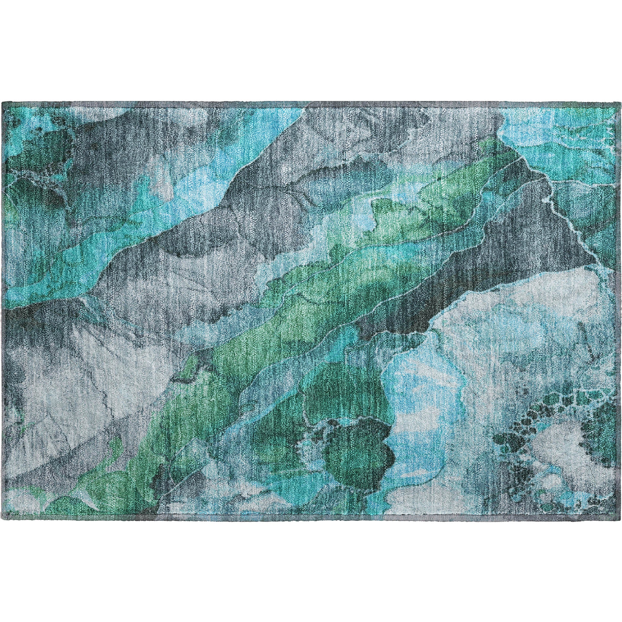 Baku Machine Washable Transitional Teal Rug 1'8" x 2'6" #shape_Rectangle