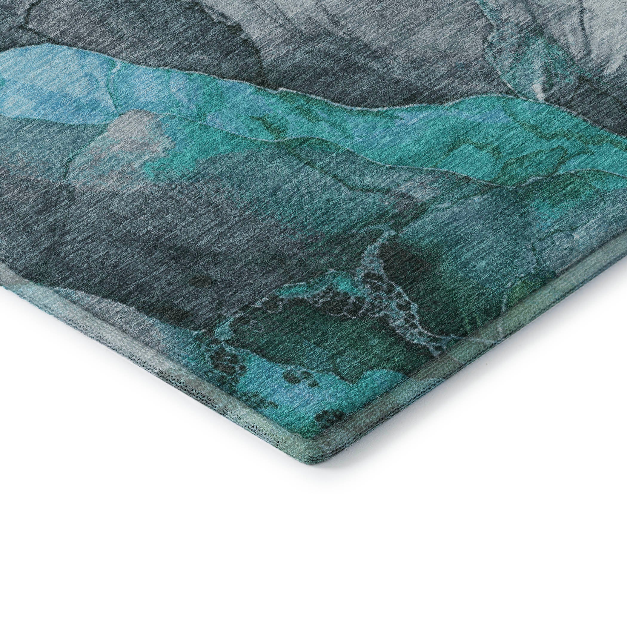 Baku Machine Washable Transitional Teal Rug 1'8" x 2'6" #shape_Rectangle