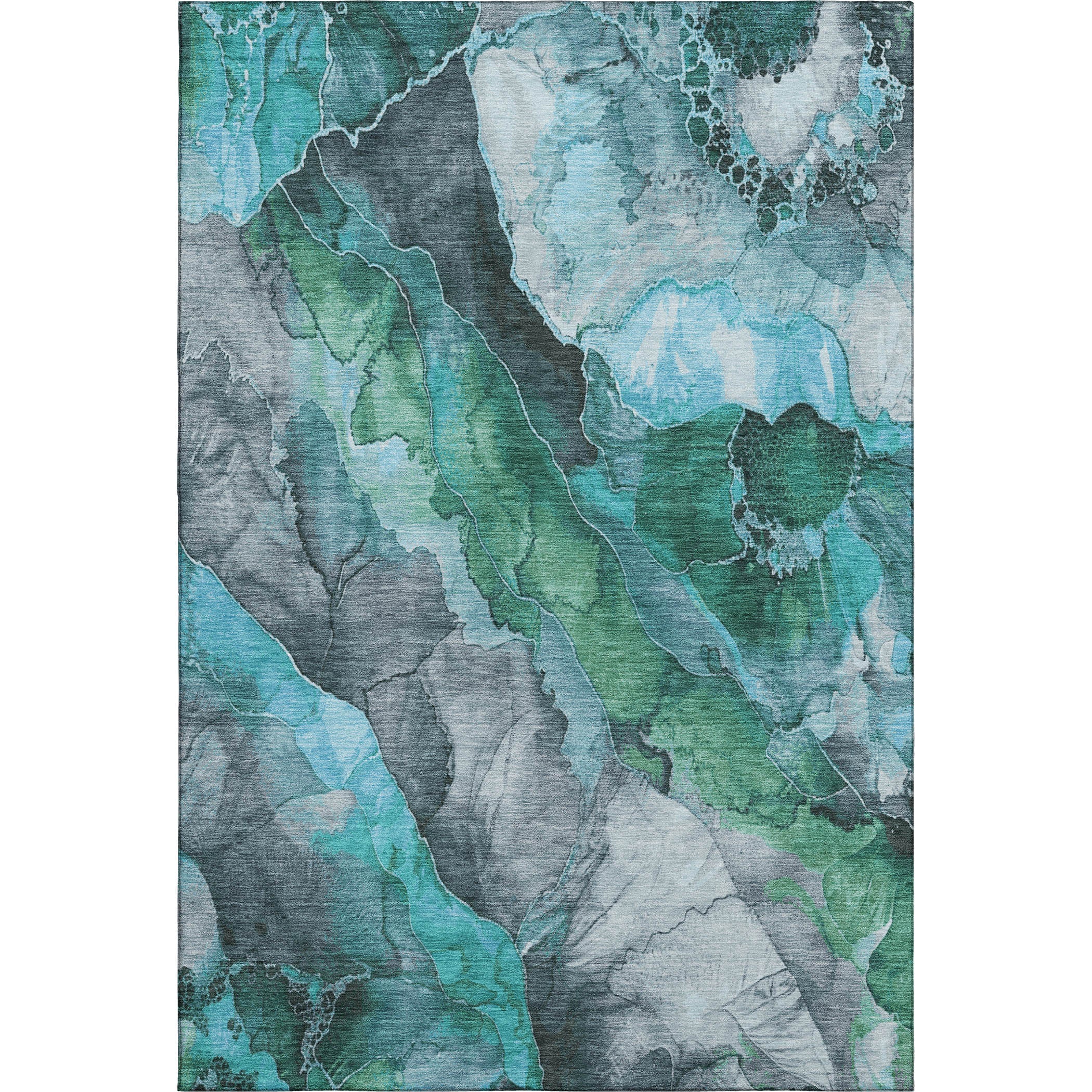 Baku Machine Washable Transitional Teal Rug 2'6" x 3'10" #shape_Rectangle