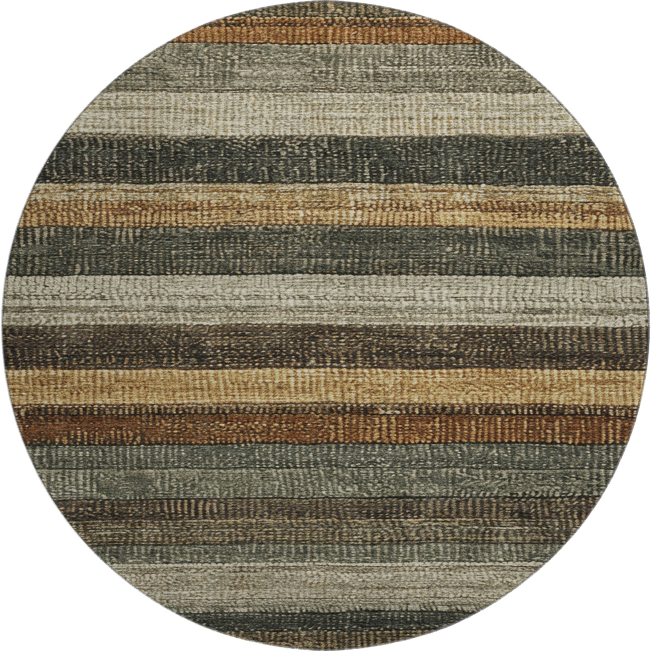 Santorini Machine Washable Transitional Khaki Brown Rug 8' x 8' #shape_Round