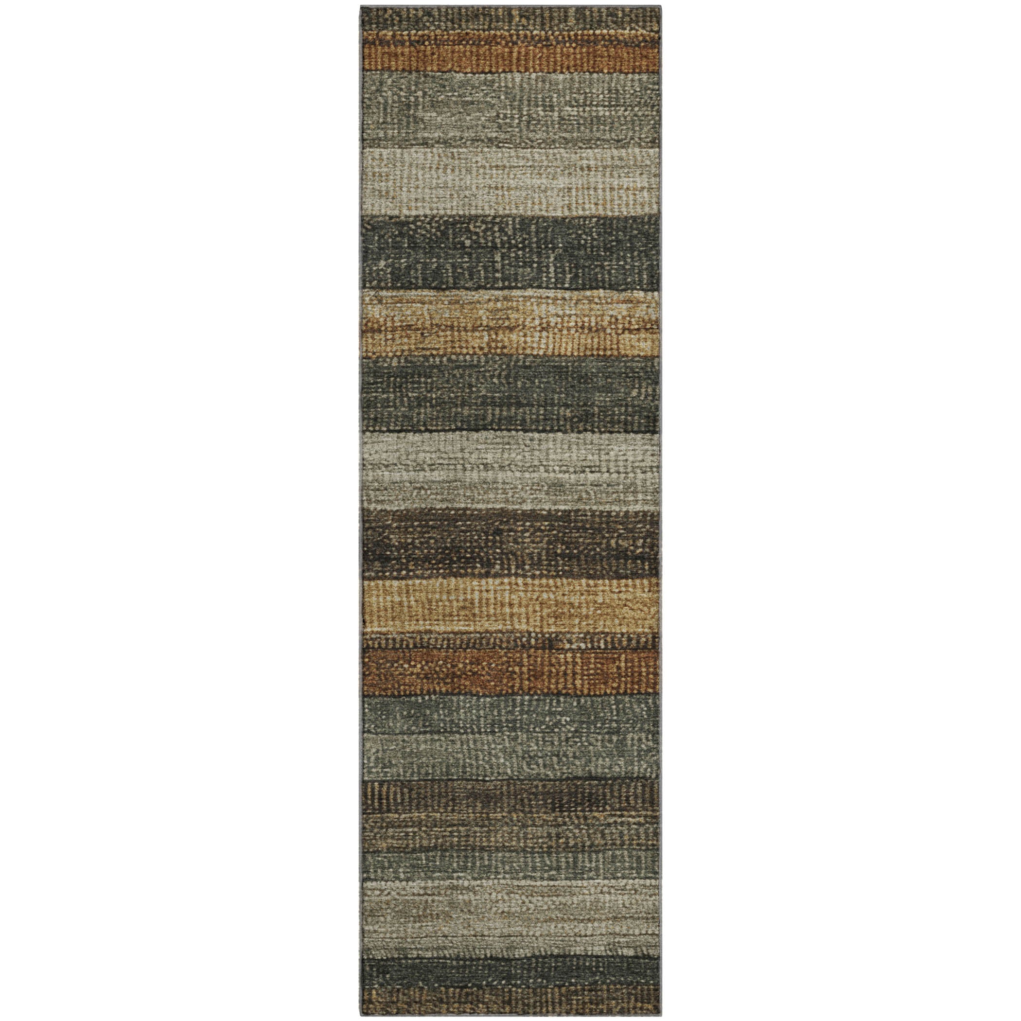 Santorini Machine Washable Transitional Khaki Brown Rug 2'3" x 7'6" #shape_Runner