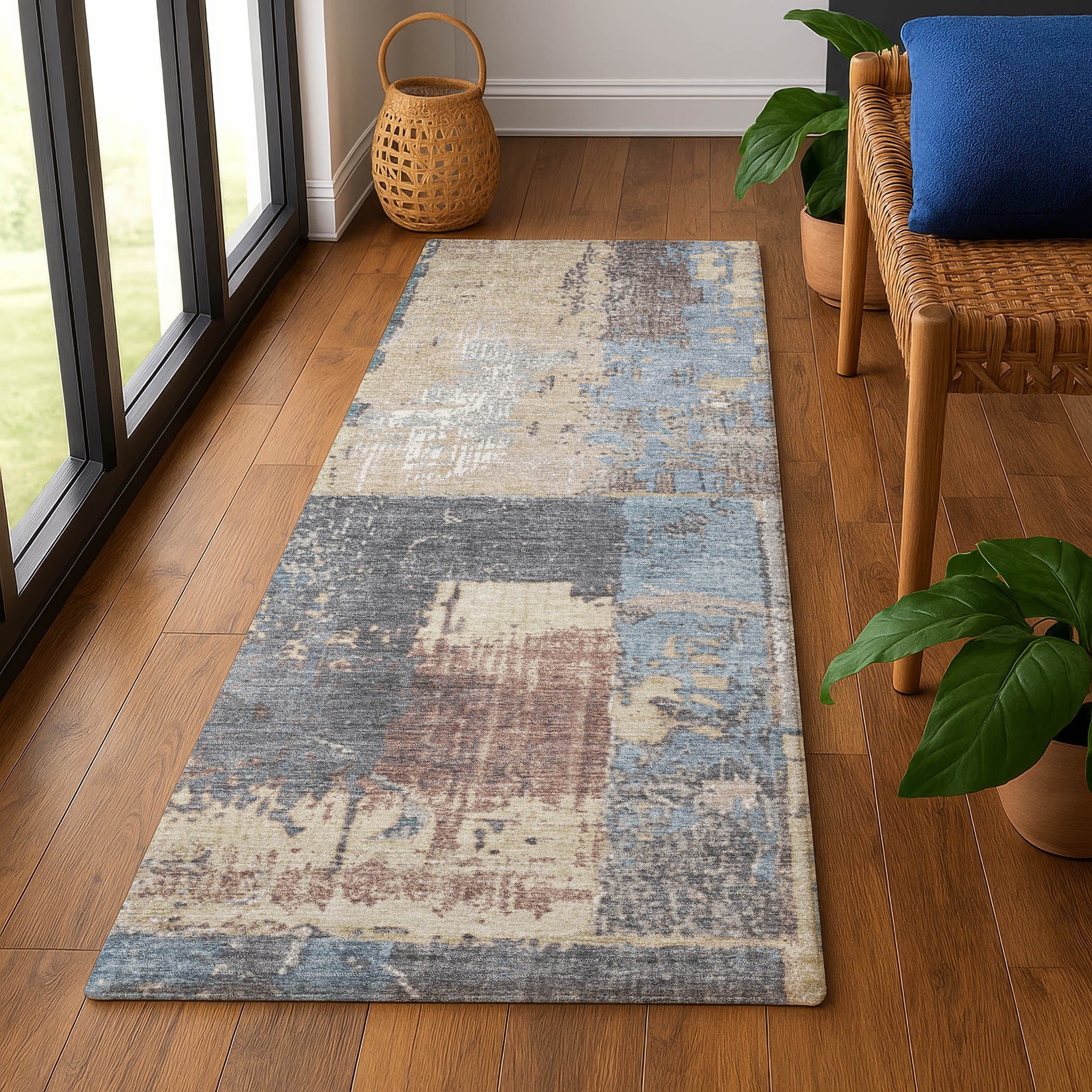 Reykjavik Machine Washable Transitional Beige Brown Rug 2'3" x 7'6" #shape_Runner